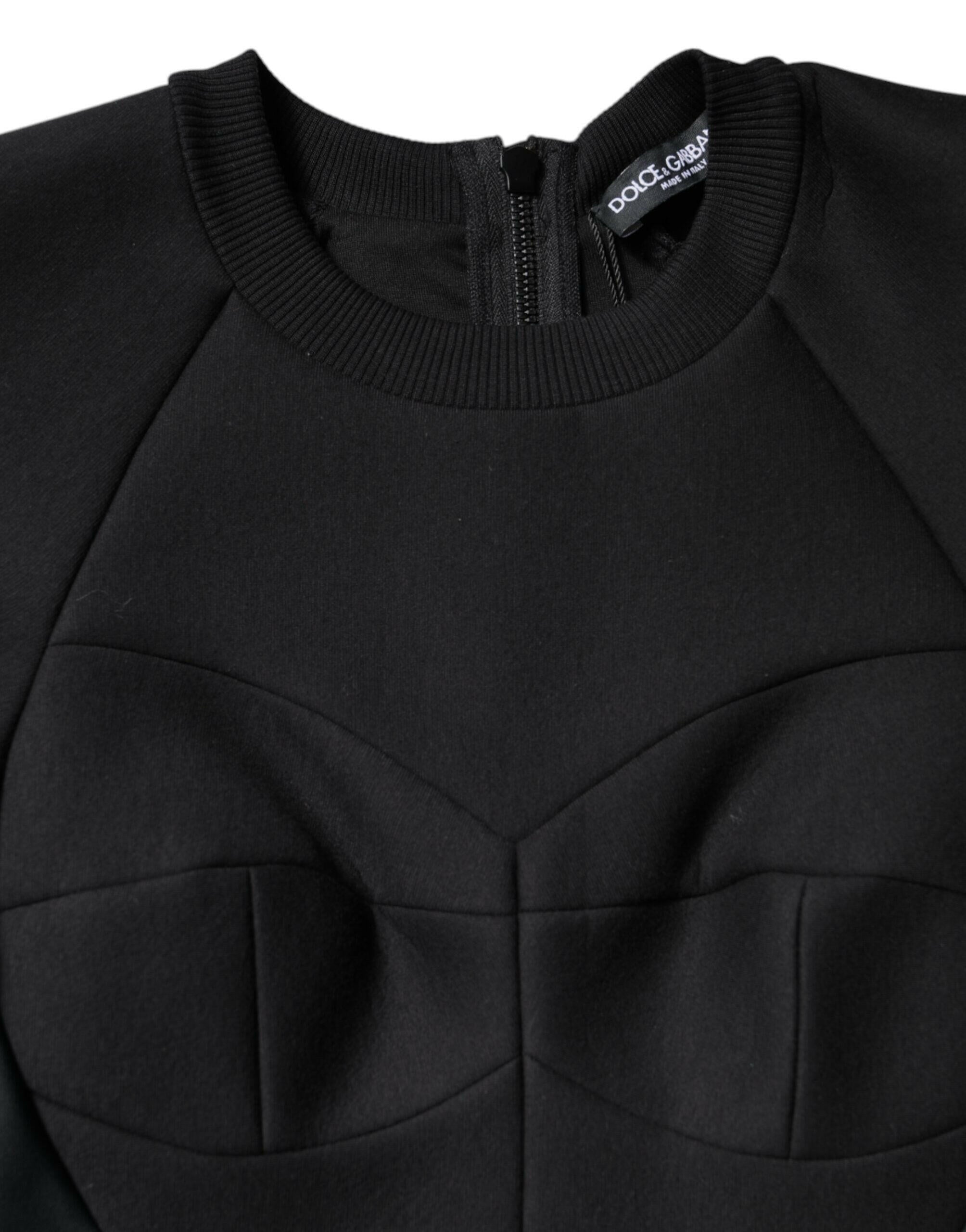 Dolce & Gabbana Black Cotton Long Sleeves A-line Mini Dress Dolce & Gabbana