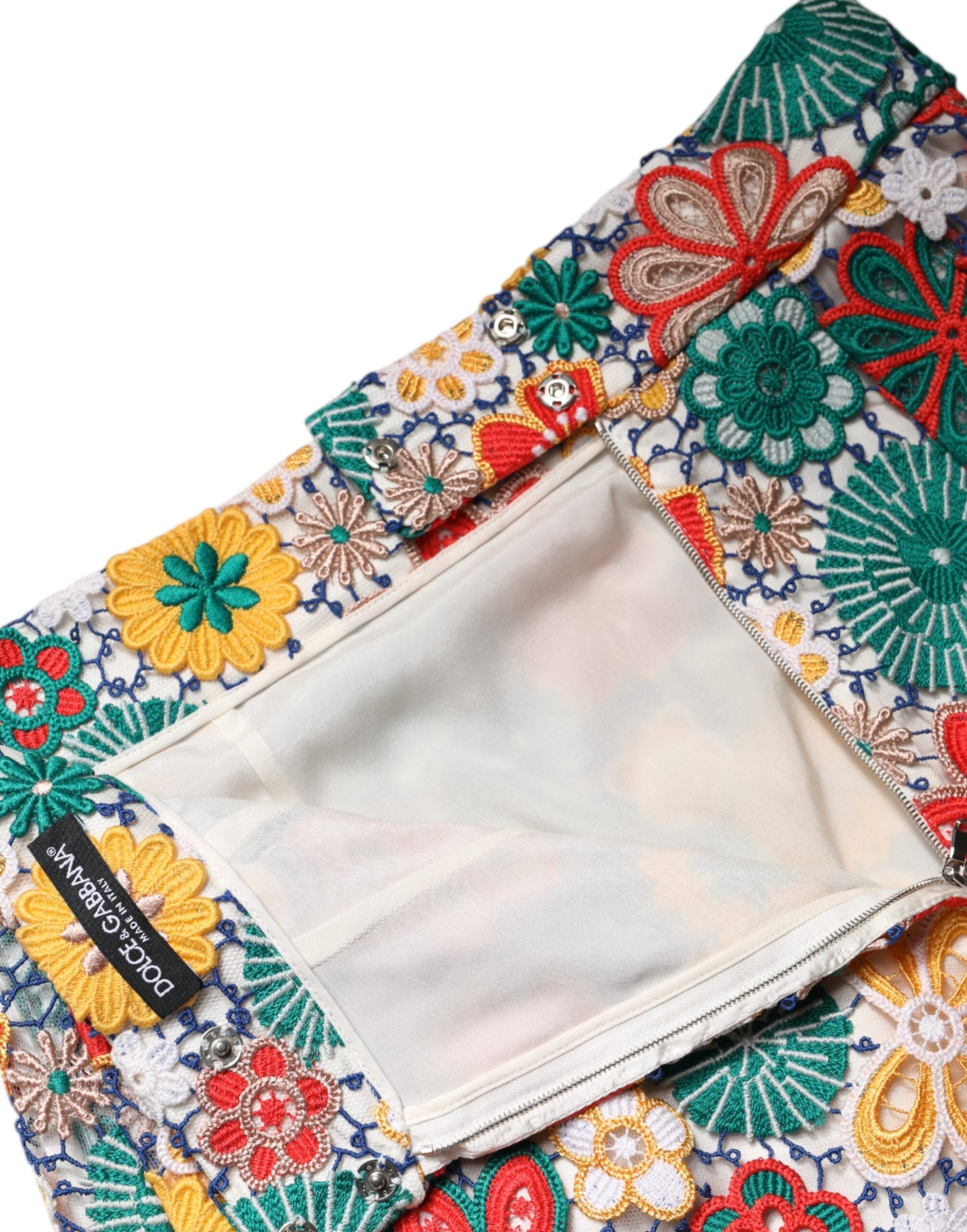 Dolce & Gabbana Multicolor Floral Lace High Waist Mini Skirt Dolce & Gabbana