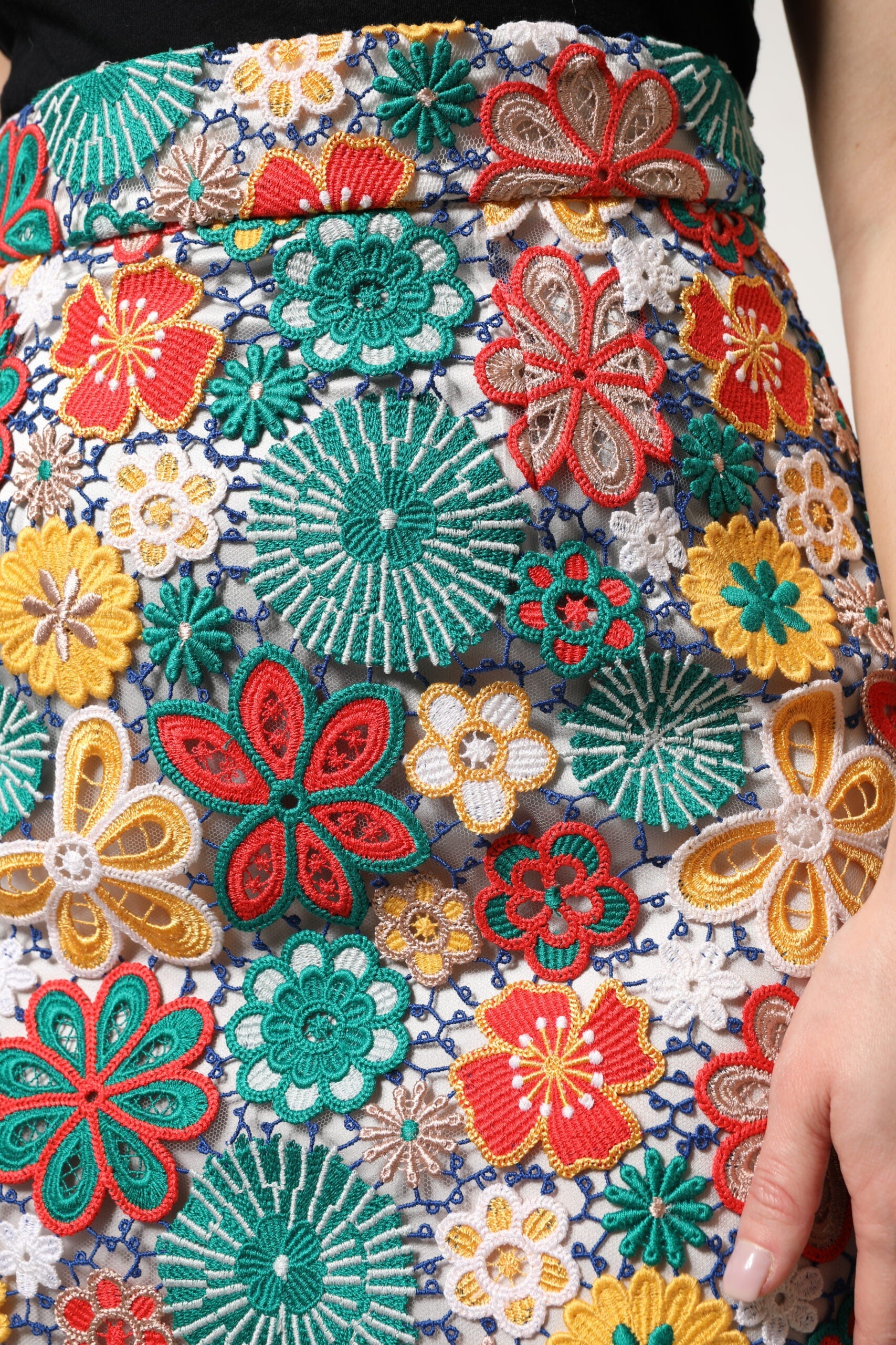 Dolce & Gabbana Multicolor Floral Lace High Waist Mini Skirt Dolce & Gabbana