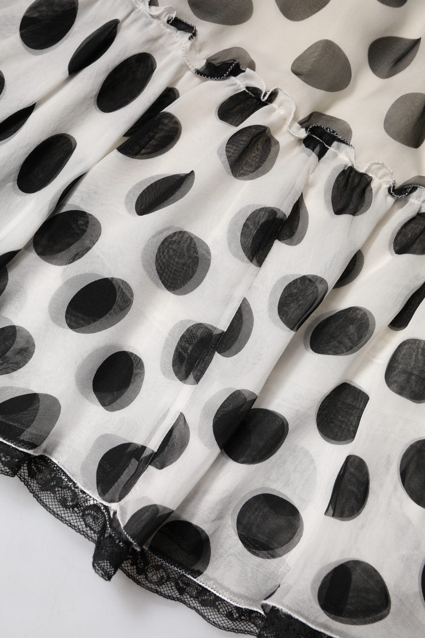 Dolce & Gabbana White Black Polka Dots Knee Length Skirt Dolce & Gabbana