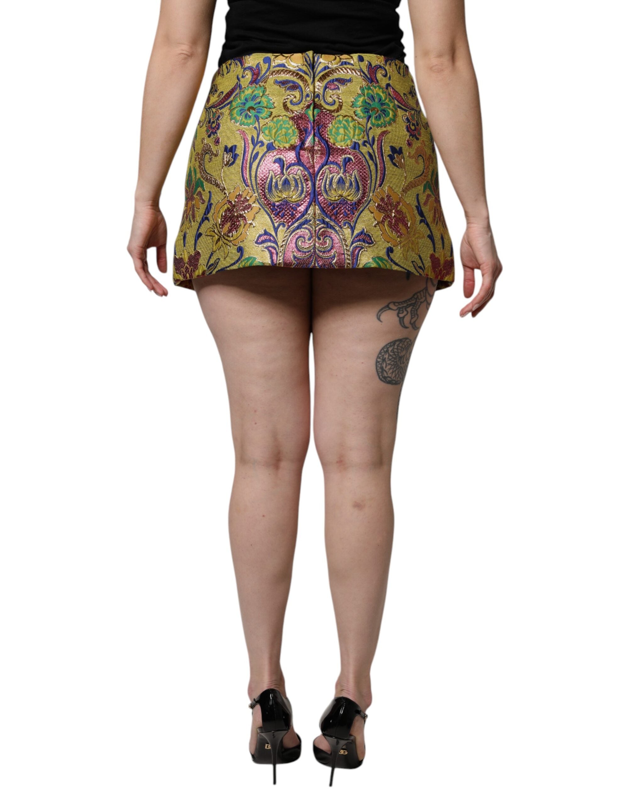 Dolce & Gabbana Multicolor Floral Jacquard Mid Waist Mini Skirt Dolce & Gabbana
