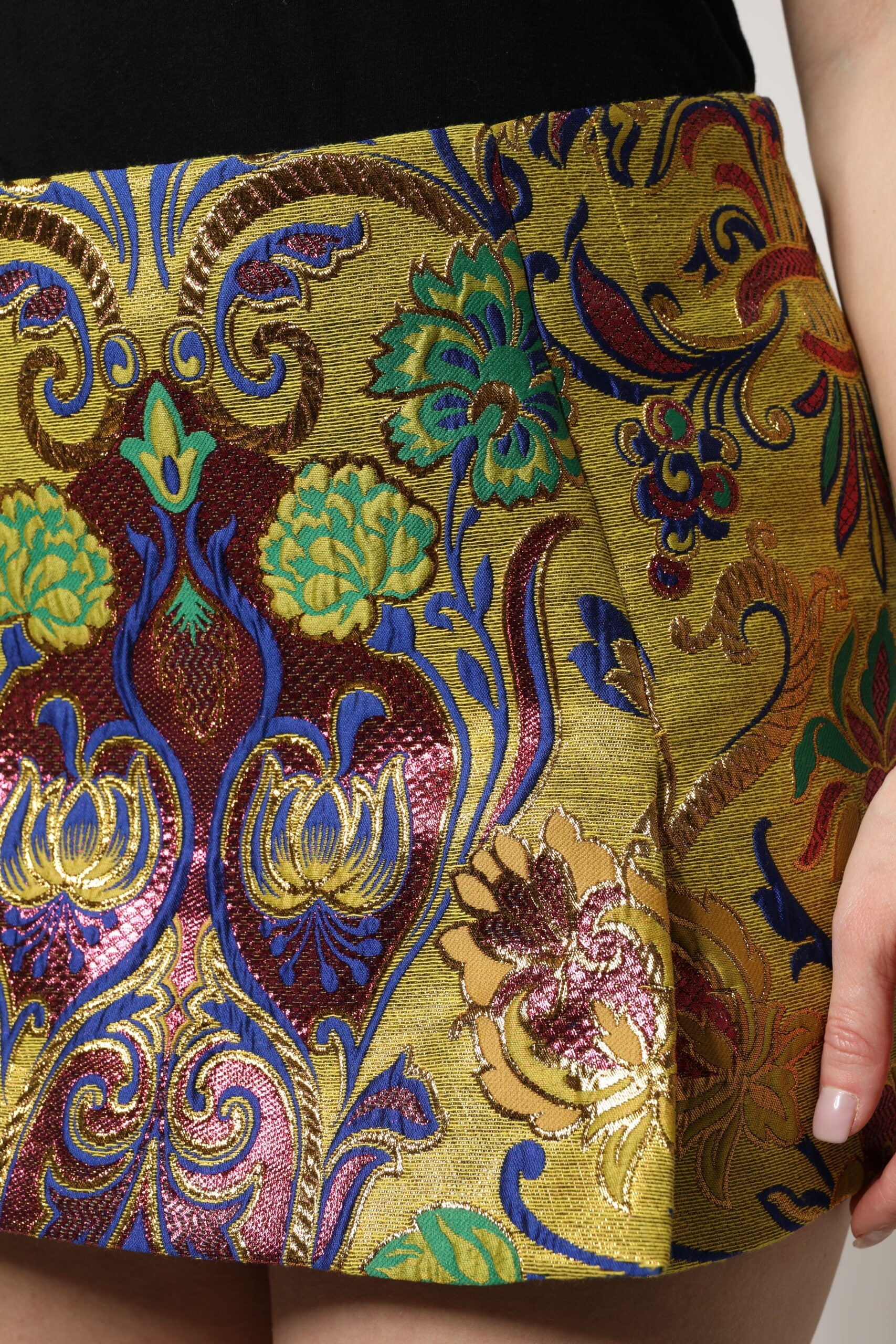 Dolce & Gabbana Multicolor Floral Jacquard Mid Waist Mini Skirt Dolce & Gabbana