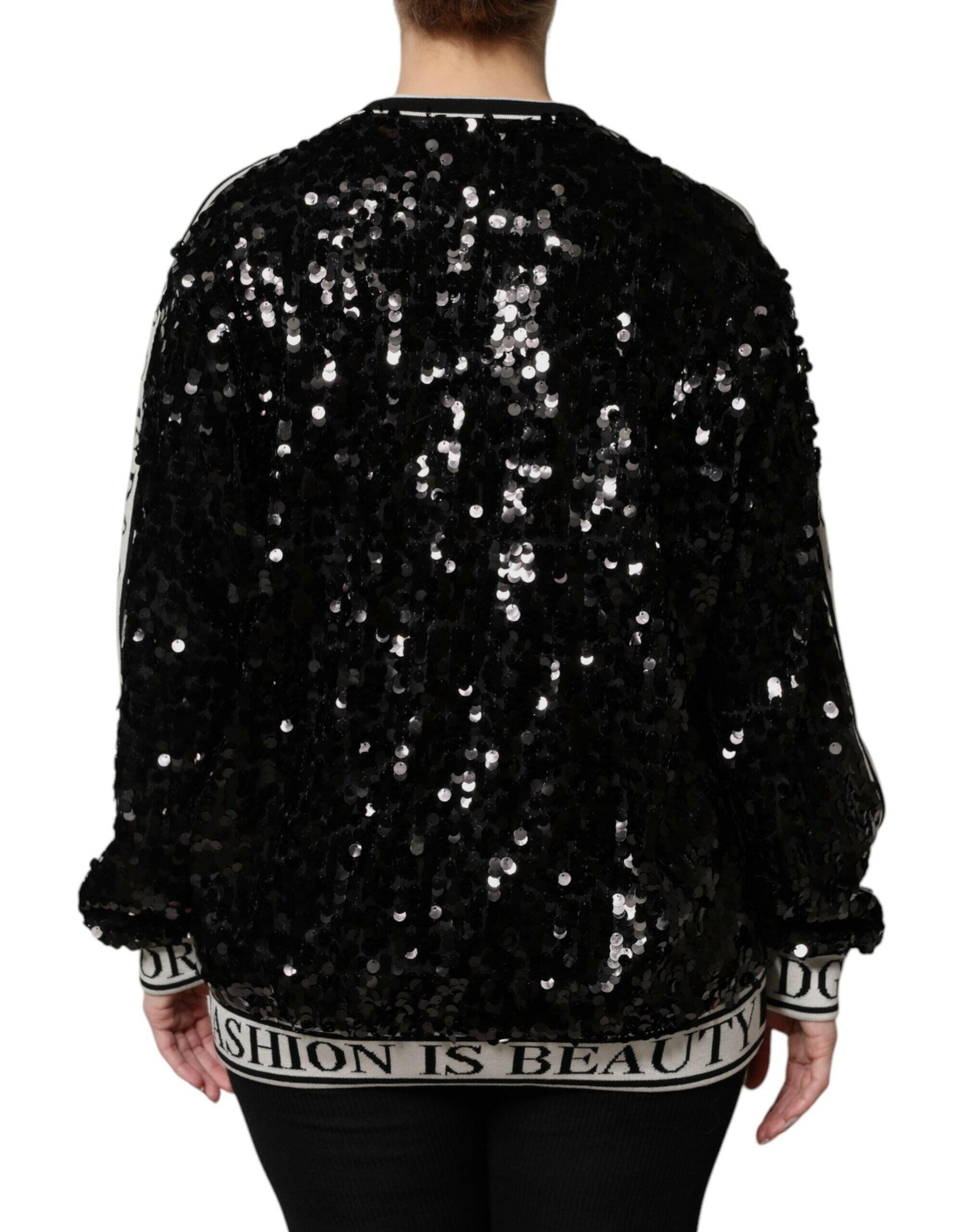 Dolce & Gabbana Black DG Queen Sequin Pullover Sweater Dolce & Gabbana