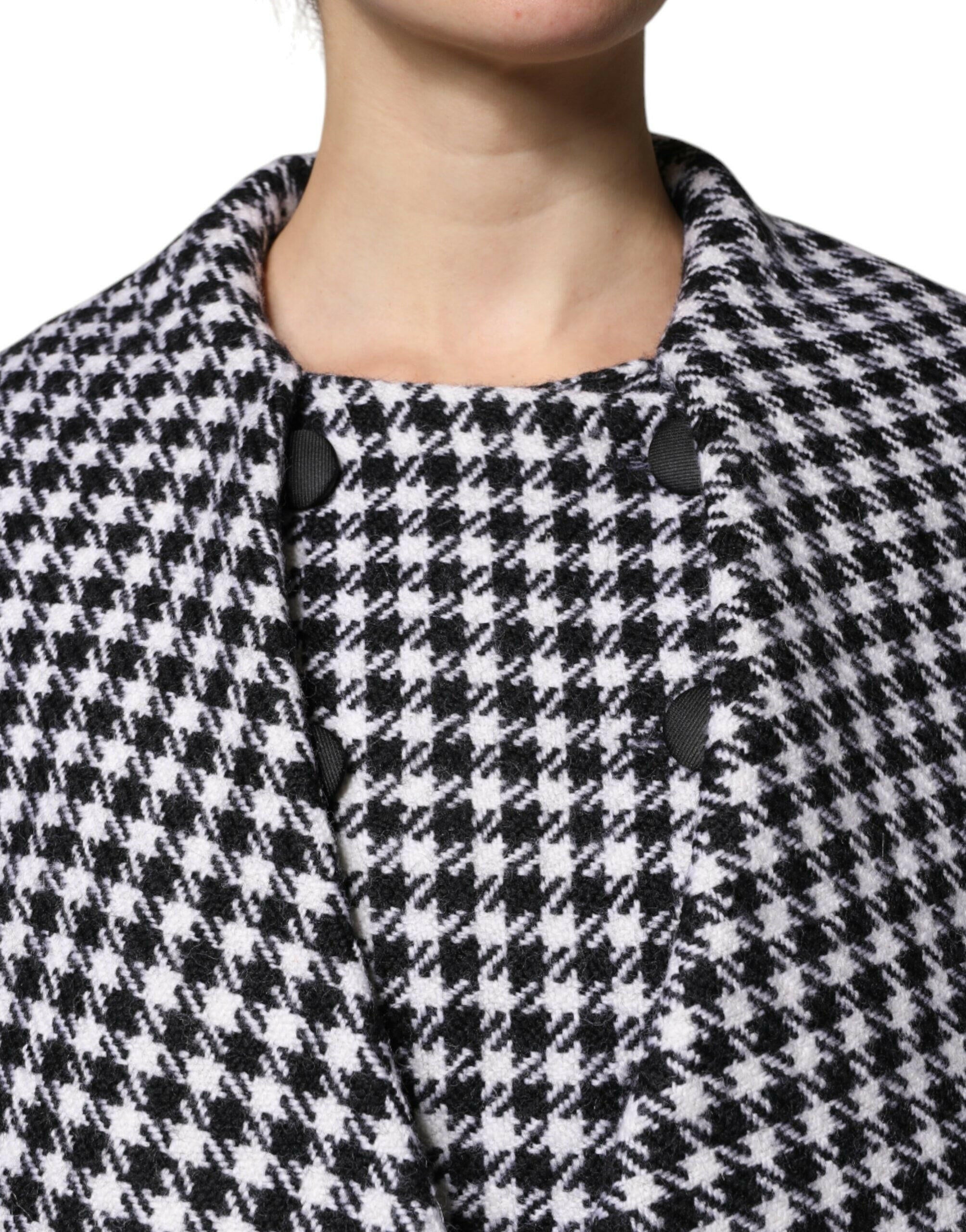 Dolce & Gabbana Black White Monochrome Patterned Floral Cape Jacket Dolce & Gabbana