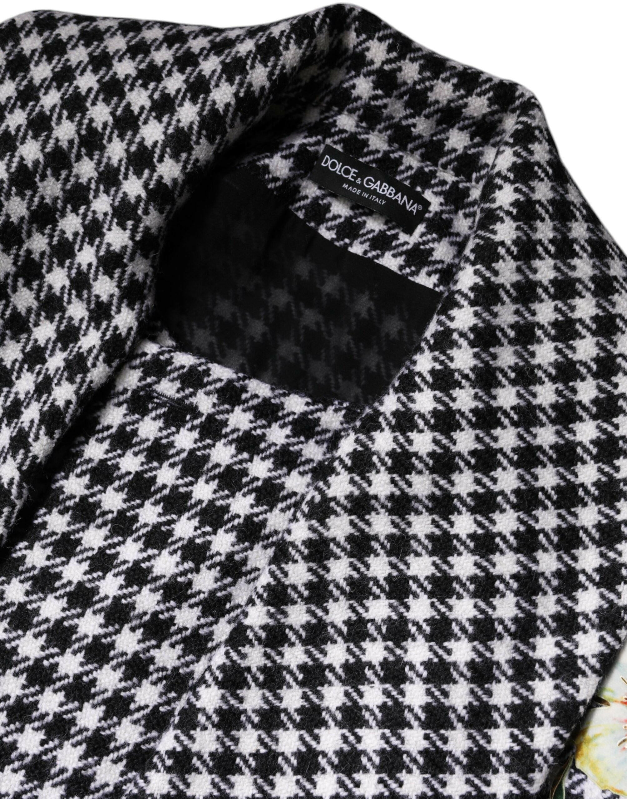 Dolce & Gabbana Black White Monochrome Patterned Floral Cape Jacket Dolce & Gabbana