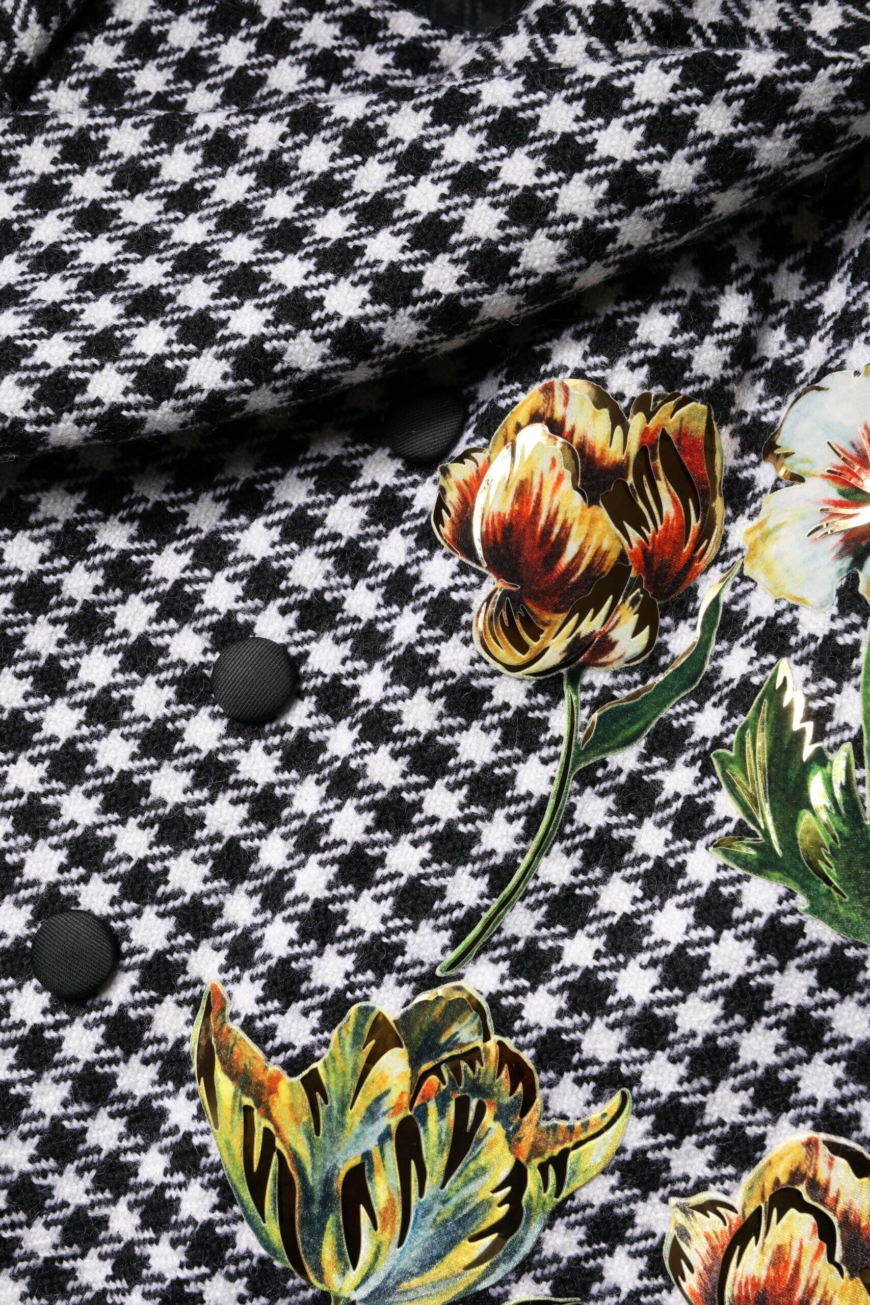 Dolce & Gabbana Black White Monochrome Patterned Floral Cape Jacket Dolce & Gabbana