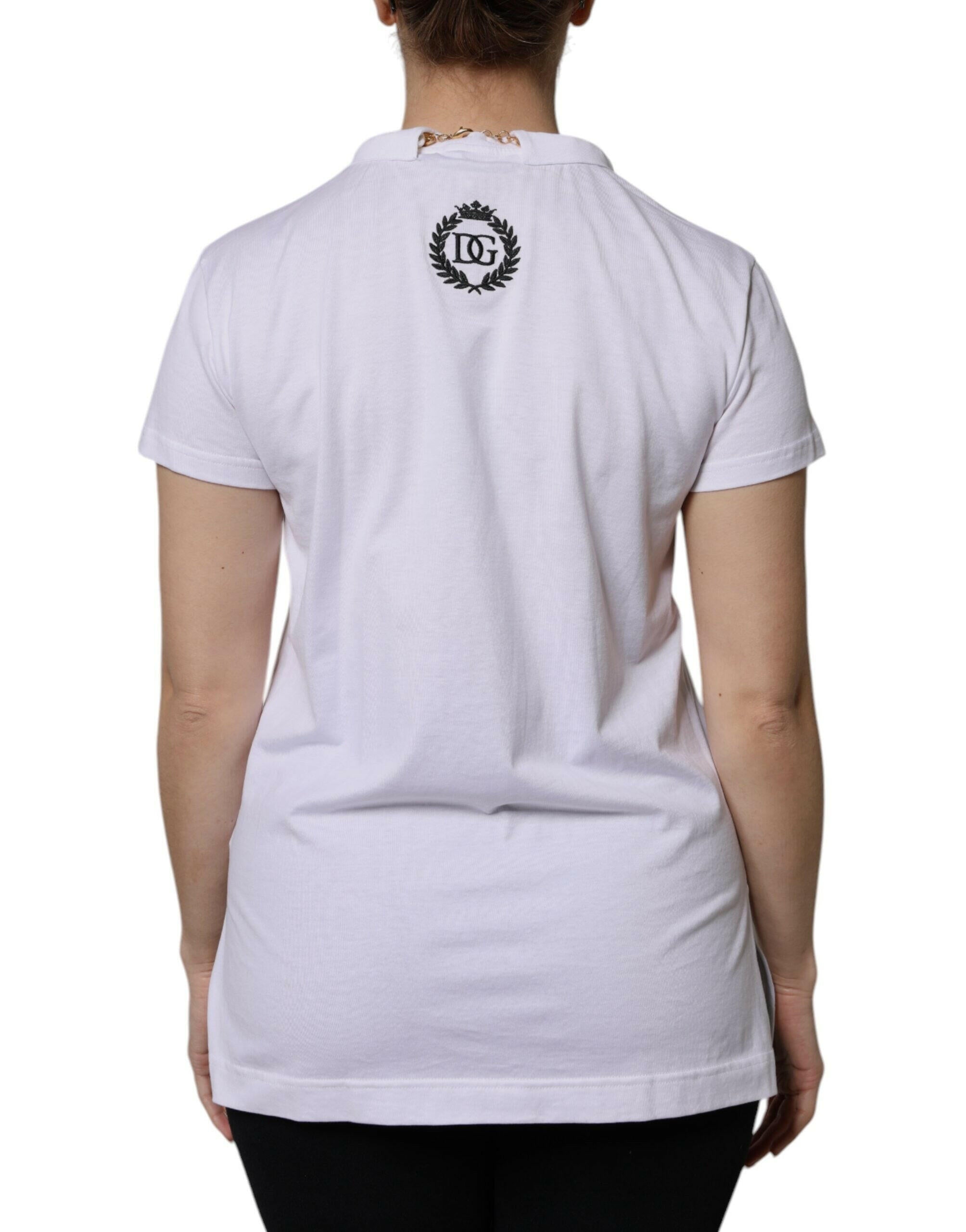 Dolce & Gabbana White Necklace Cotton Short Sleeve T-shirt Dolce & Gabbana