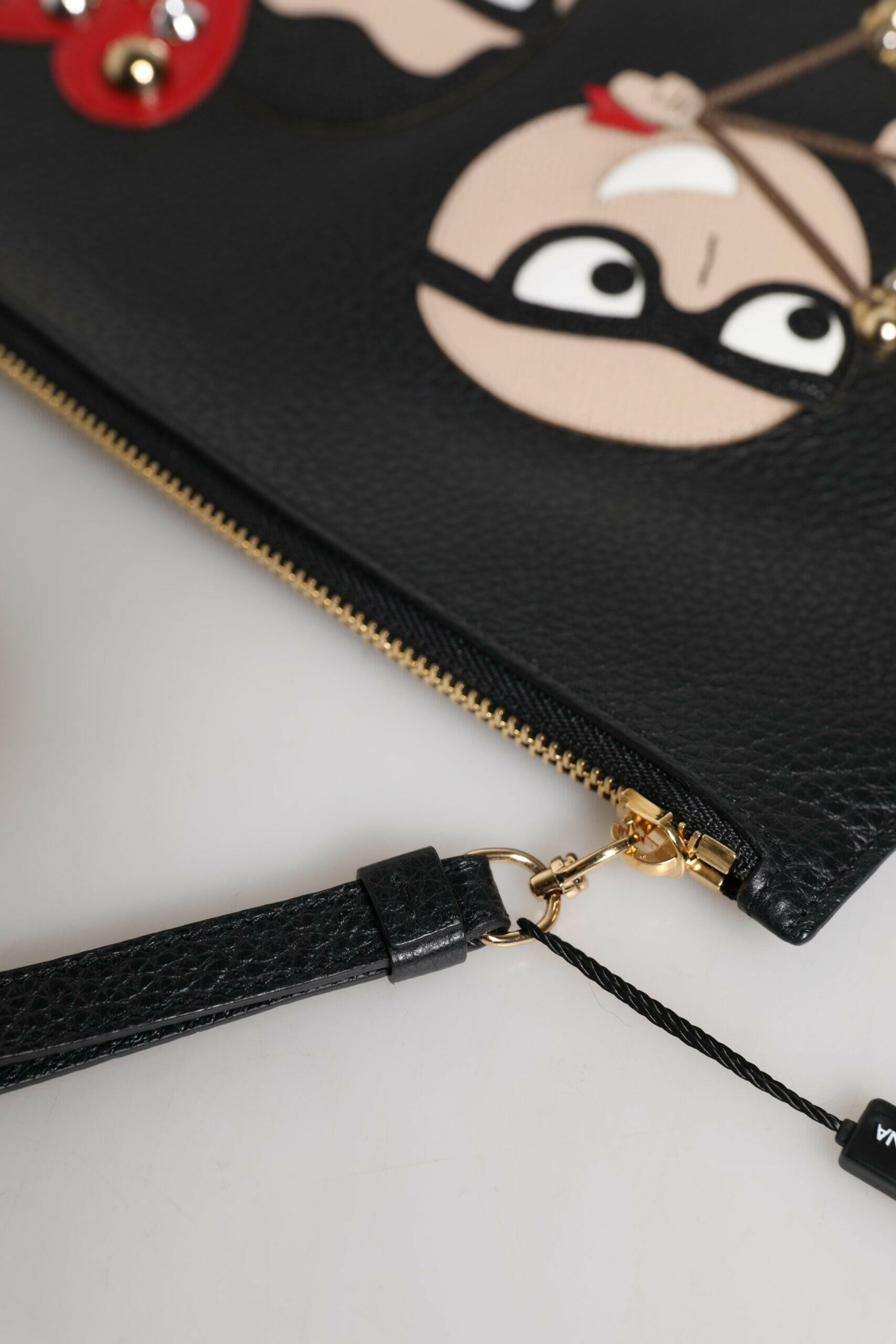 Dolce & Gabbana Black #DGFamily Embellished Leather Clutch Bag Dolce & Gabbana