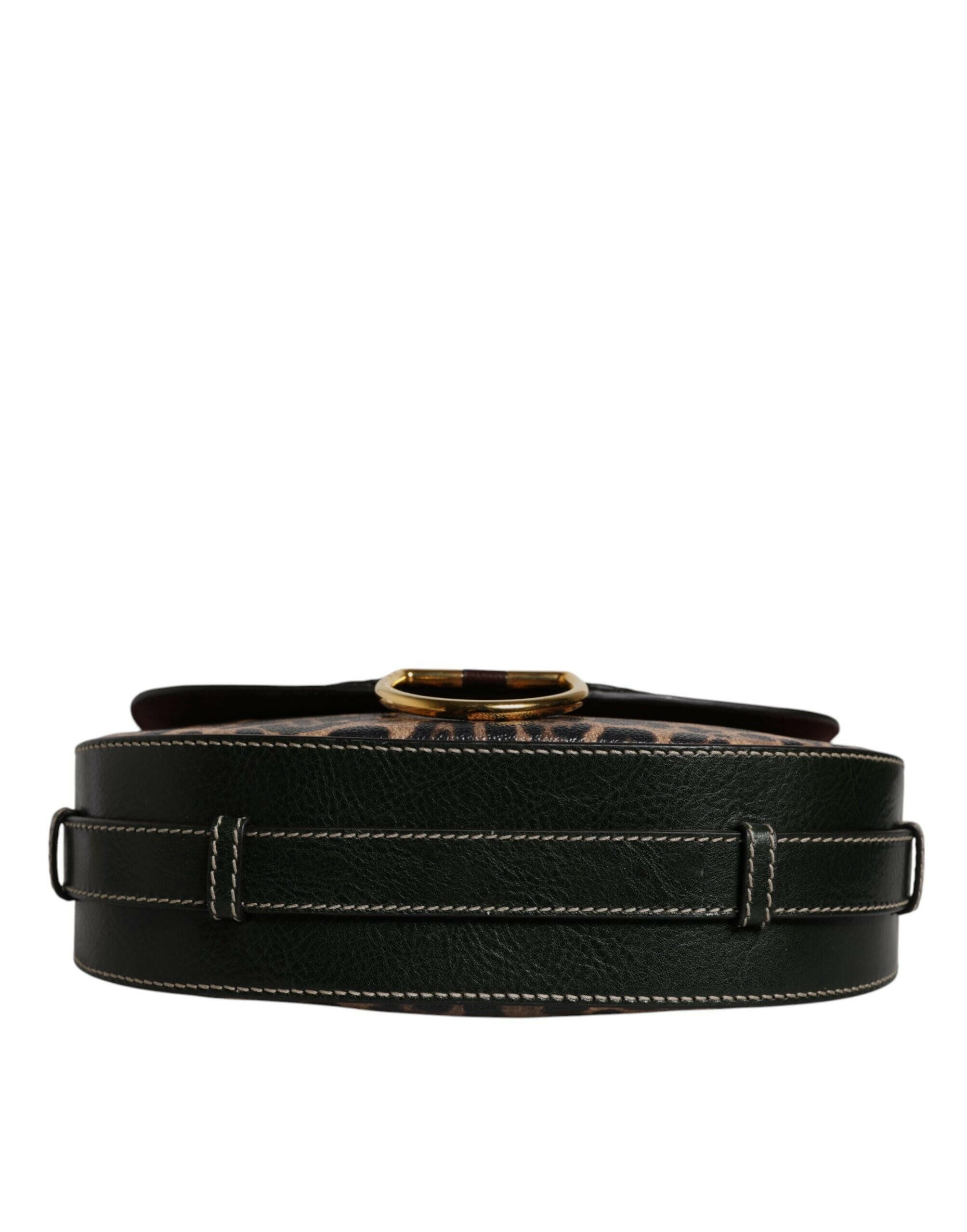 Dolce & Gabbana Black Brown Leopard Leather Shoulder Strap Bag Dolce & Gabbana