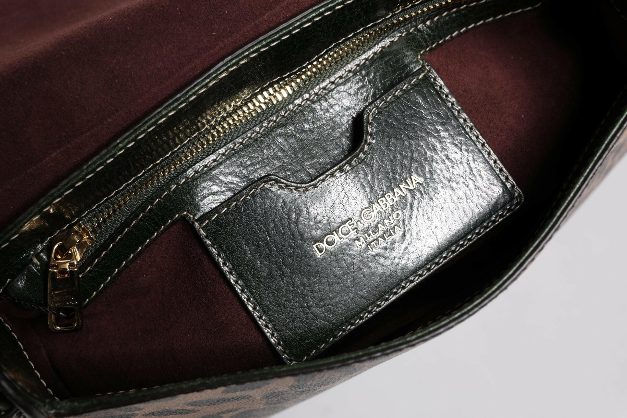Dolce & Gabbana Black Brown Leopard Leather Shoulder Strap Bag Dolce & Gabbana