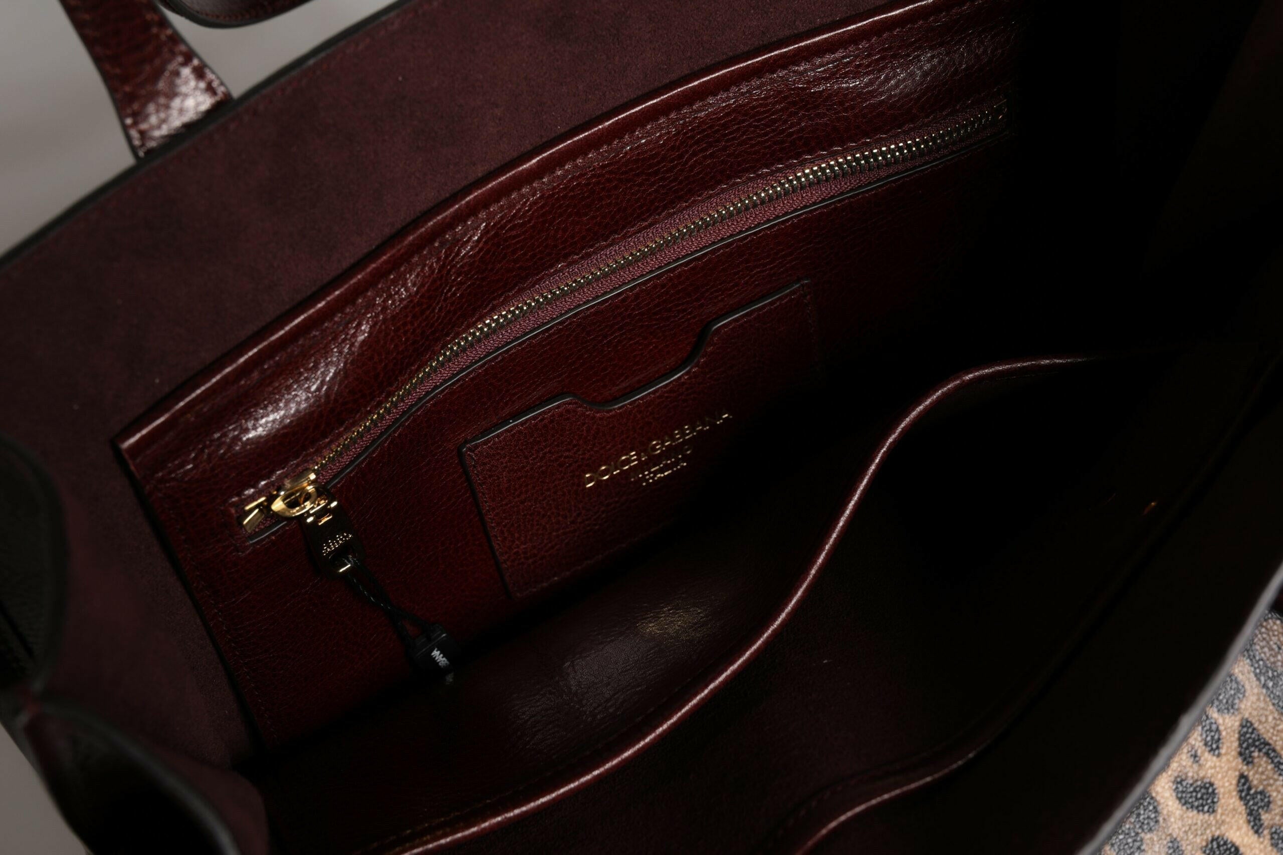 Dolce & Gabbana Brown Leopard Leather Shoulder Strap Tote Bag Dolce & Gabbana