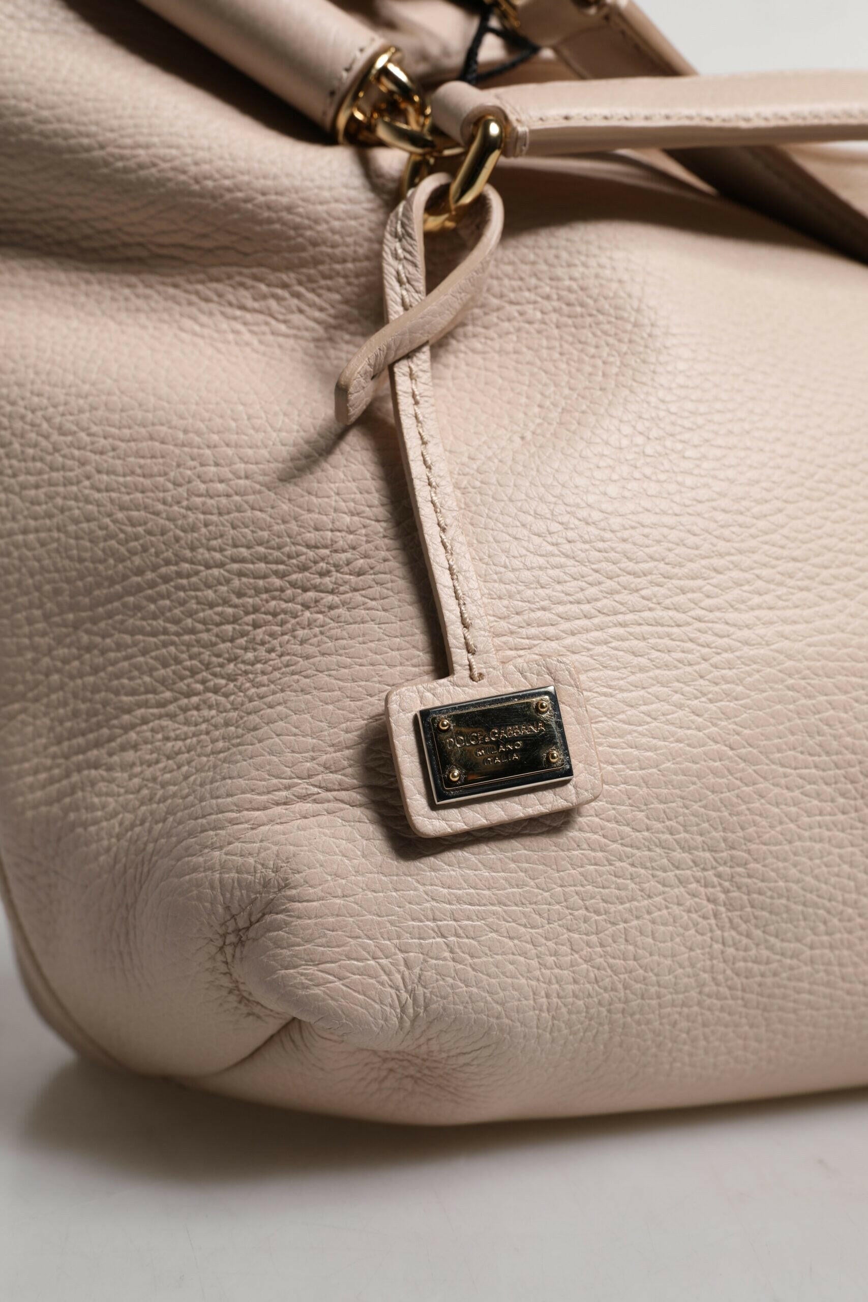 Dolce & Gabbana Light Pink Deer Leather Logo Plaque Tote Top Handle Bag Dolce & Gabbana