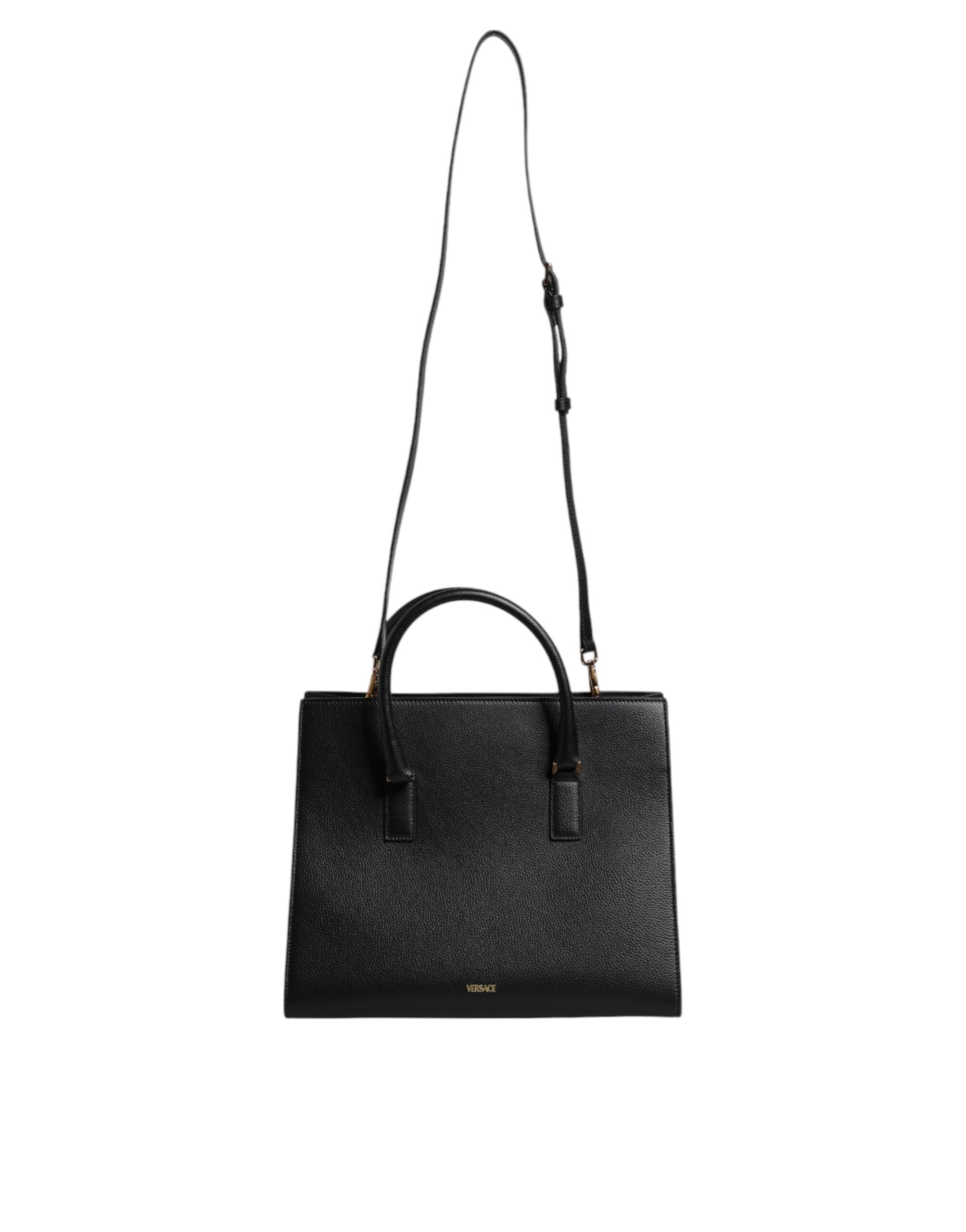 Versace Black Large Leather Top Handle Shoulder Crossbody Bag Versace