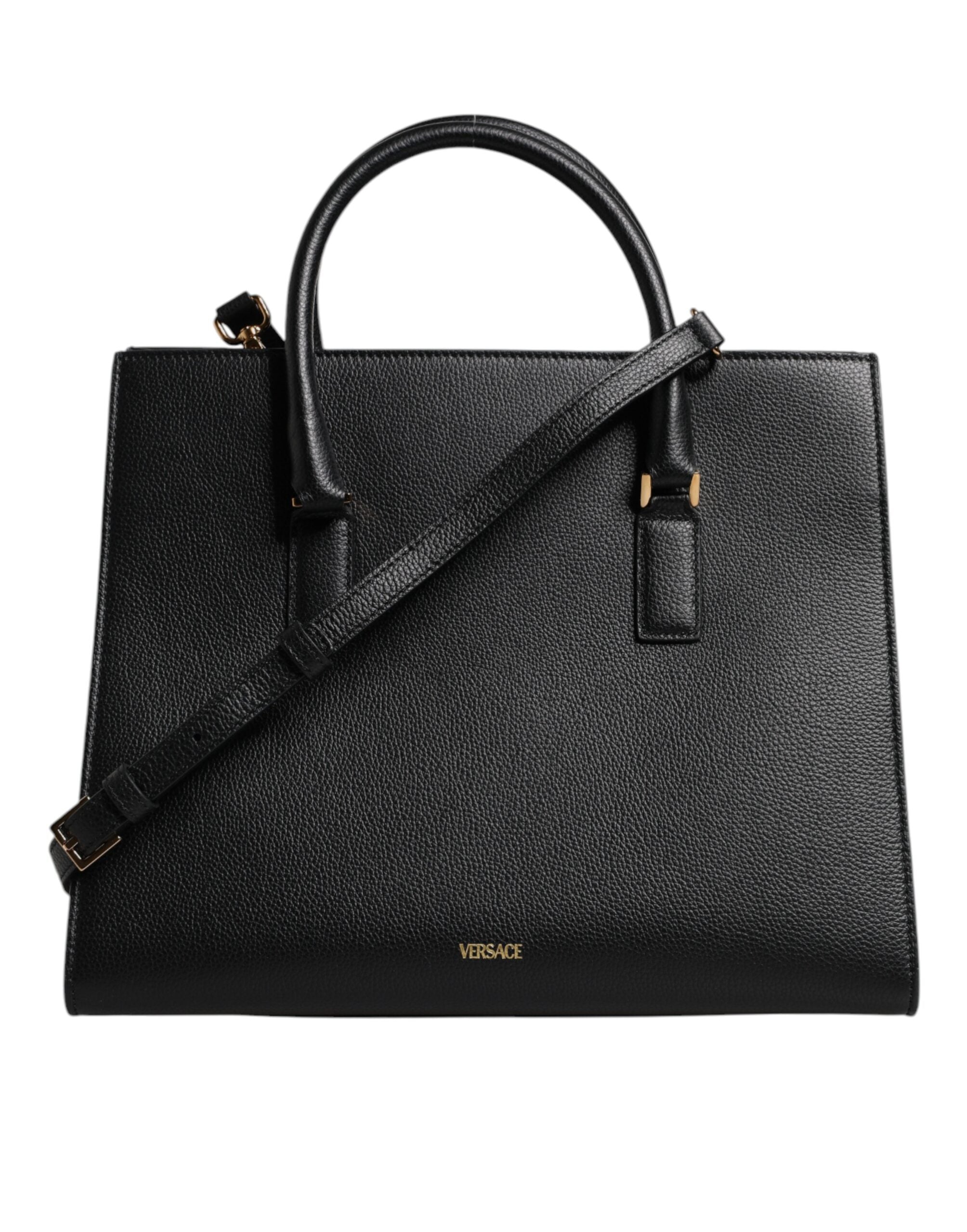 Versace Black Large Leather Top Handle Shoulder Crossbody Bag Versace