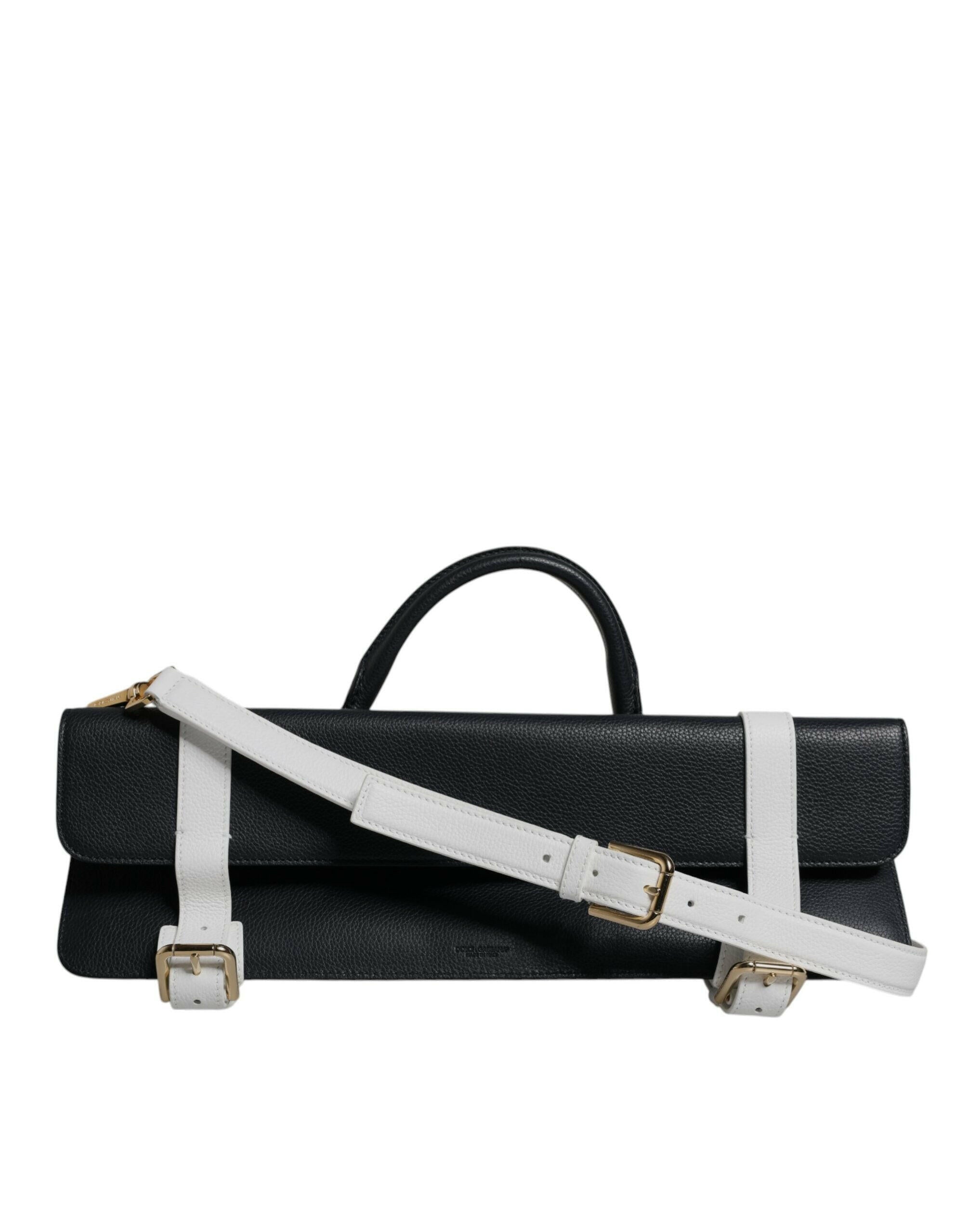 Dolce & Gabbana Blue White Calfskin Leather Crossbody Shoulder Bag Dolce & Gabbana