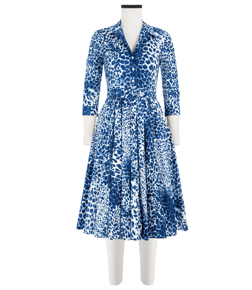 Audrey Dress #4 White Cobalt Blue Long Dress