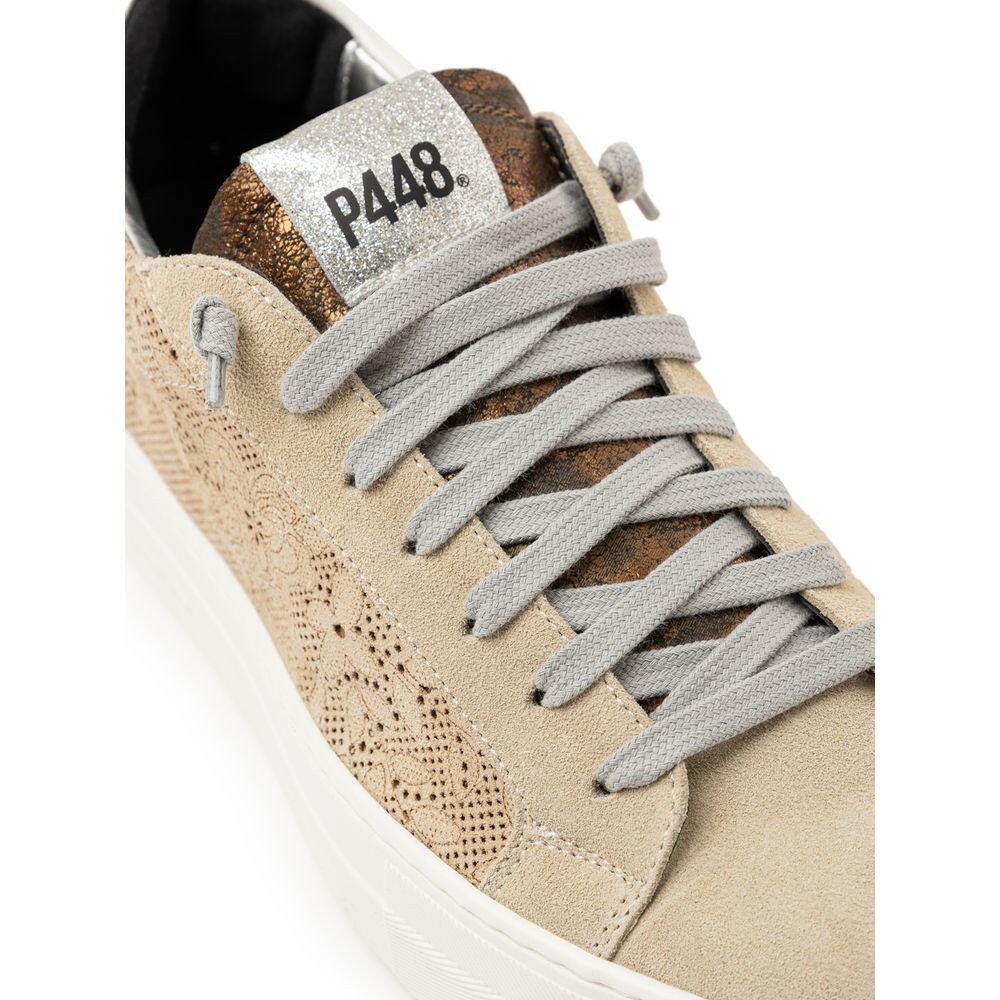 P448 Beige Leather Sneaker.