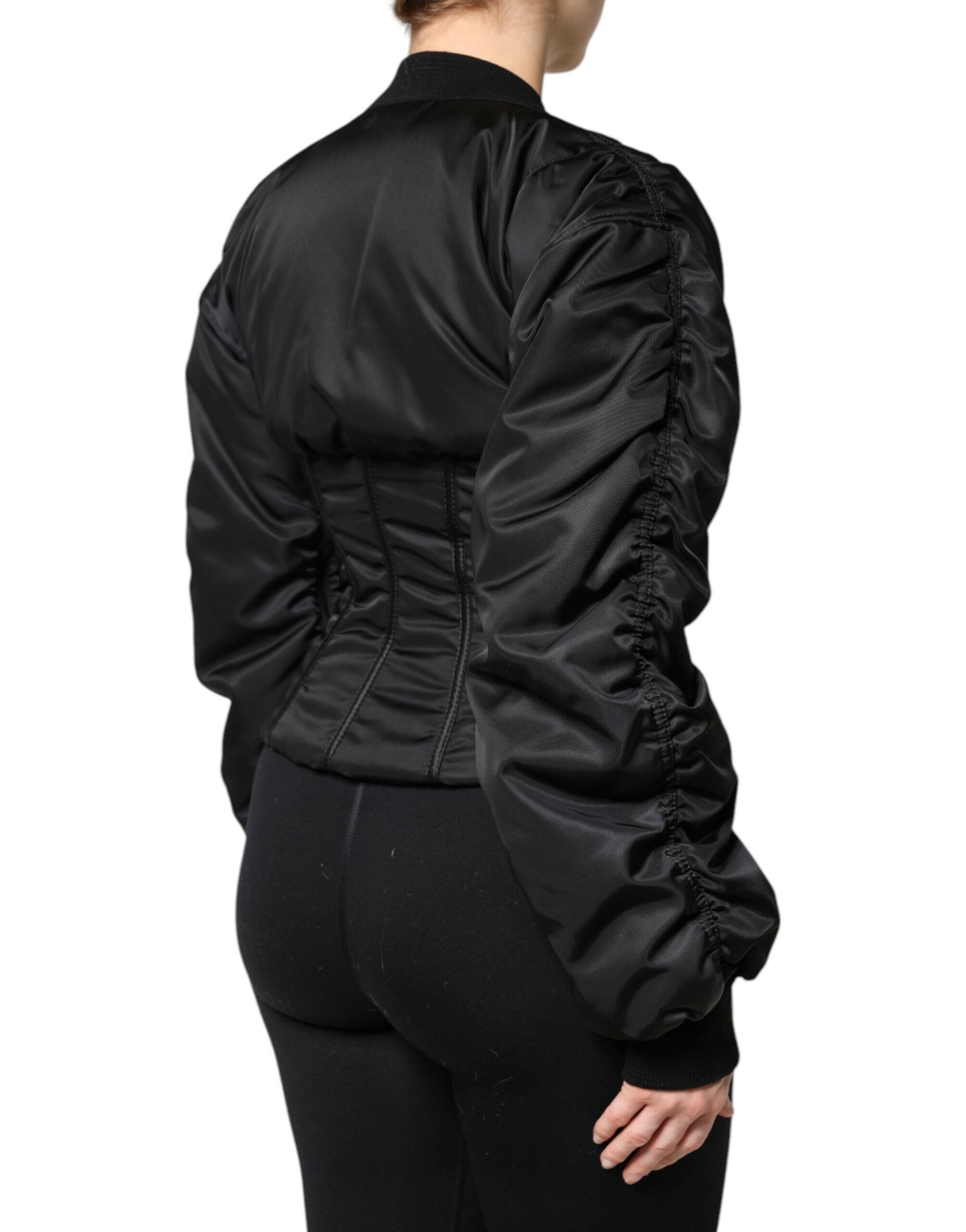 Dolce & Gabbana Black Nylon Full Zip Bustier Corset Jacket Dolce & Gabbana