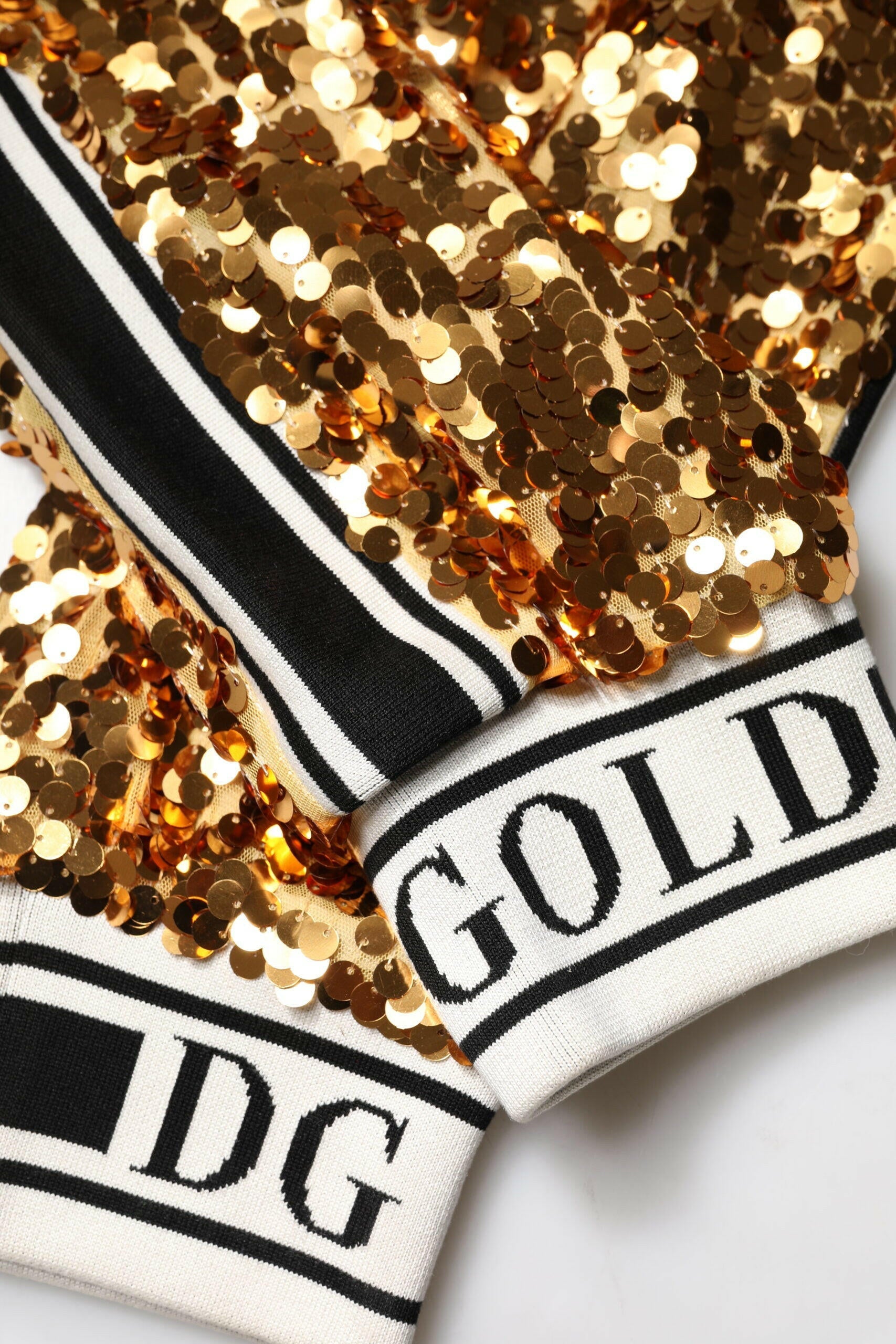 Dolce & Gabbana Metallic Gold DG Logo Sequined Jogger Pants Dolce & Gabbana