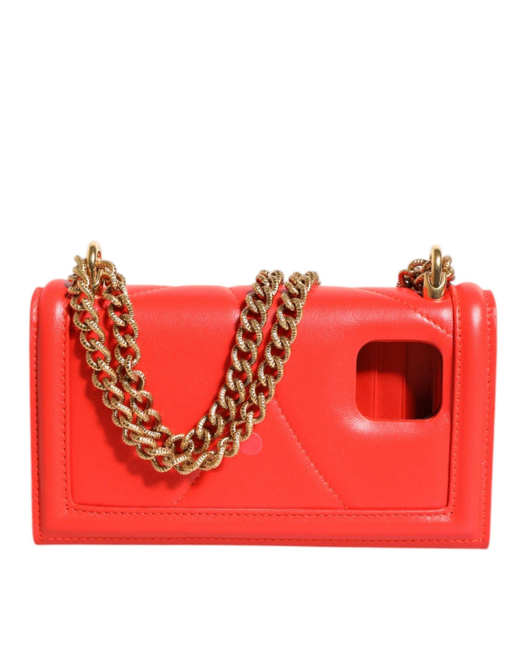 Dolce & Gabbana Red Leather Quilted Devotion Crossbody Phone Cover Bag Dolce & Gabbana