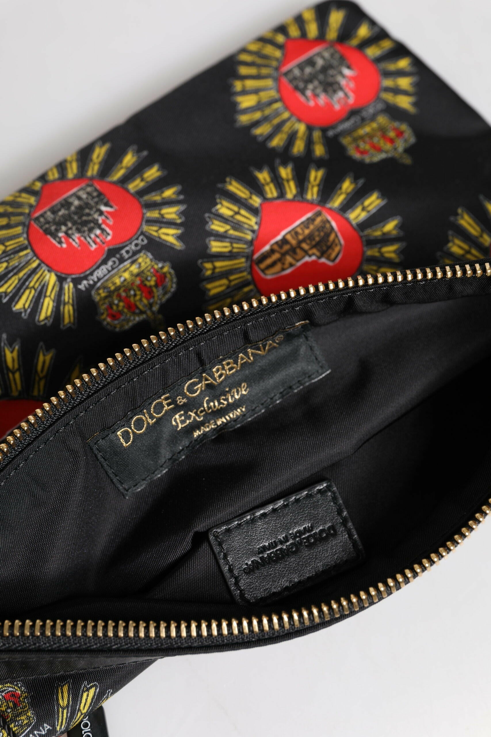 Dolce & Gabbana Black Red Nylon Sacred Heart Clutch Pouch Bag Dolce & Gabbana