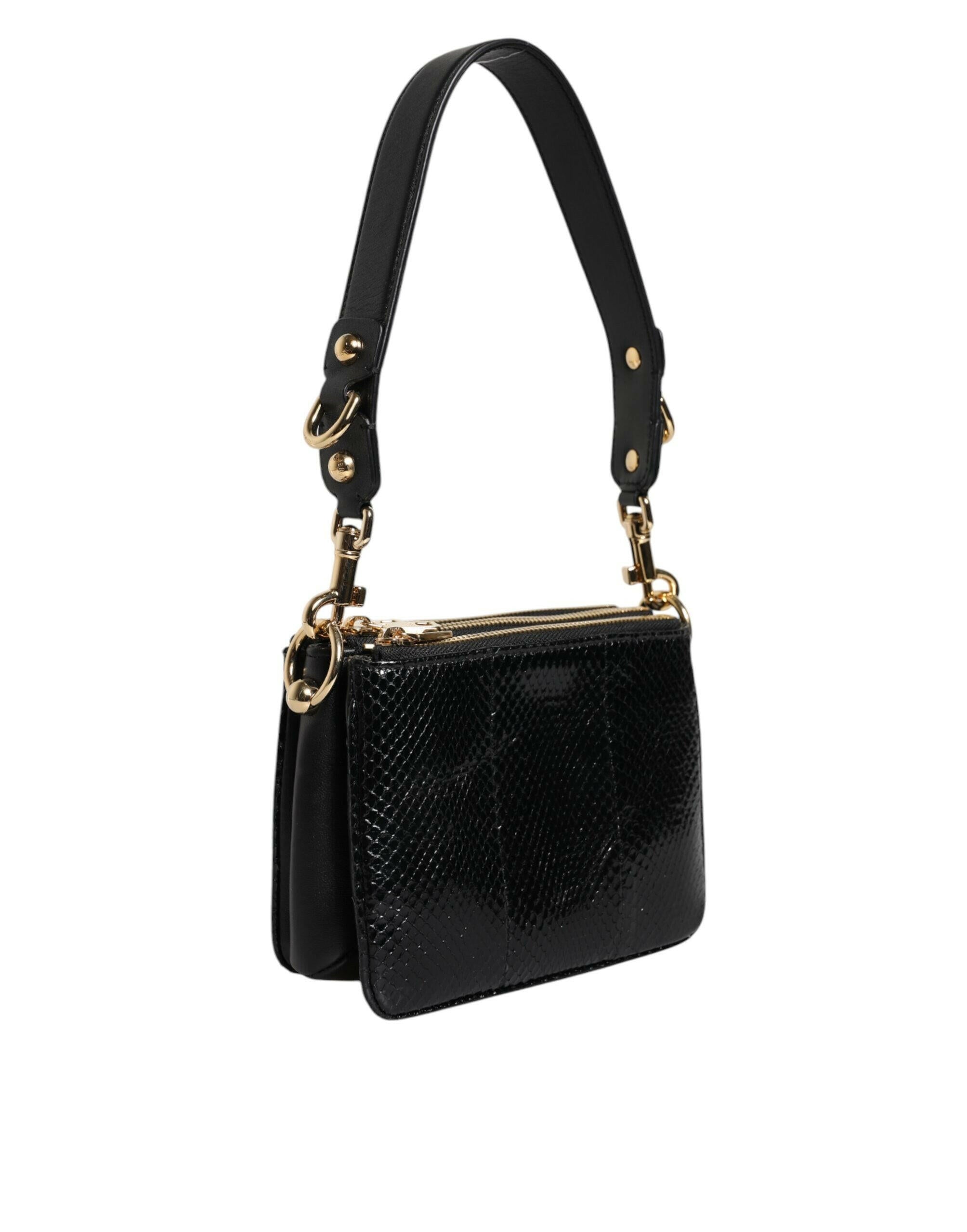 Dolce & Gabbana Black Exotic Leather Shoulder Sling Clutch Bag Dolce & Gabbana