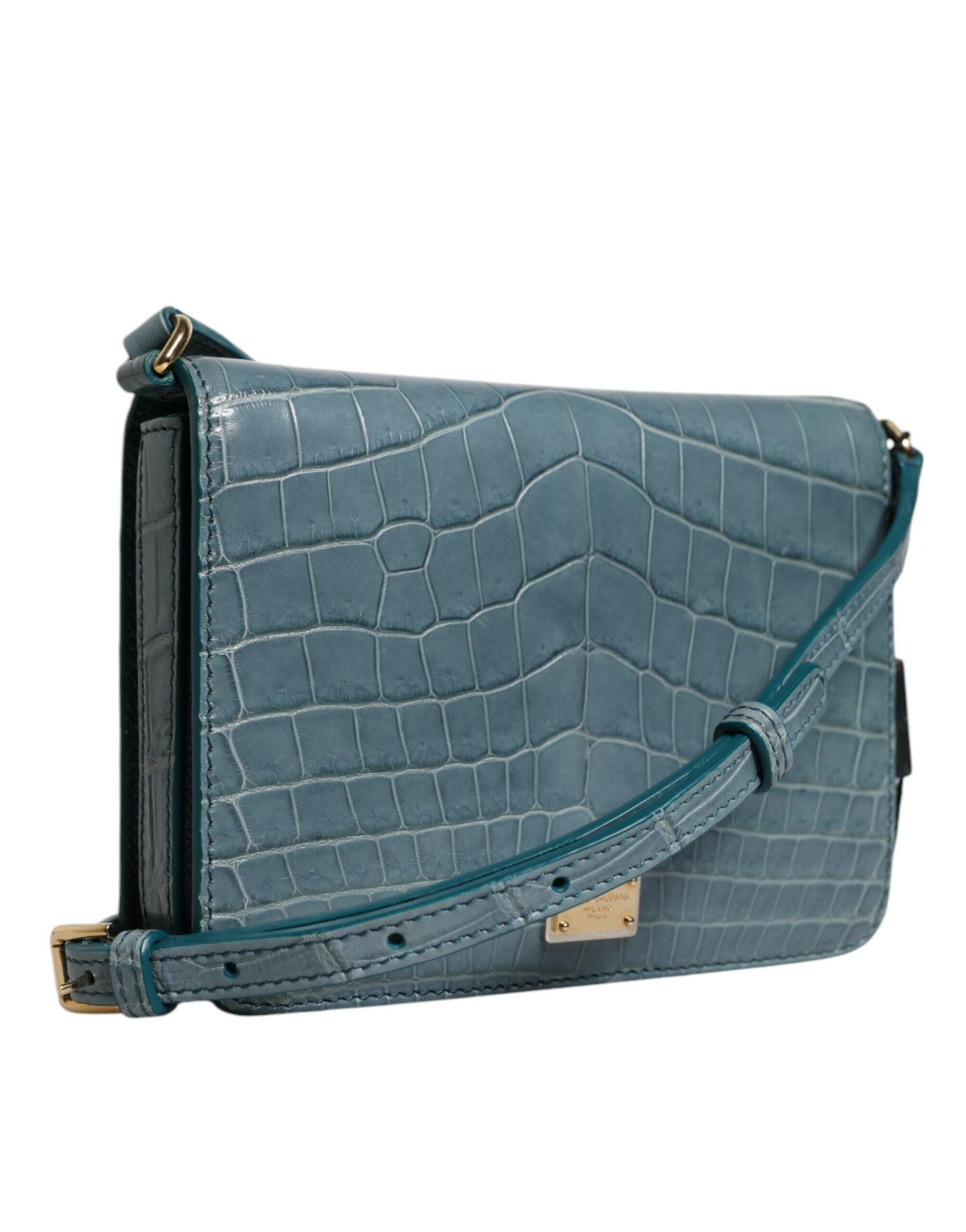 Dolce & Gabbana Green Exotic Leather DG Plaque Crossbody Mini Bag Dolce & Gabbana