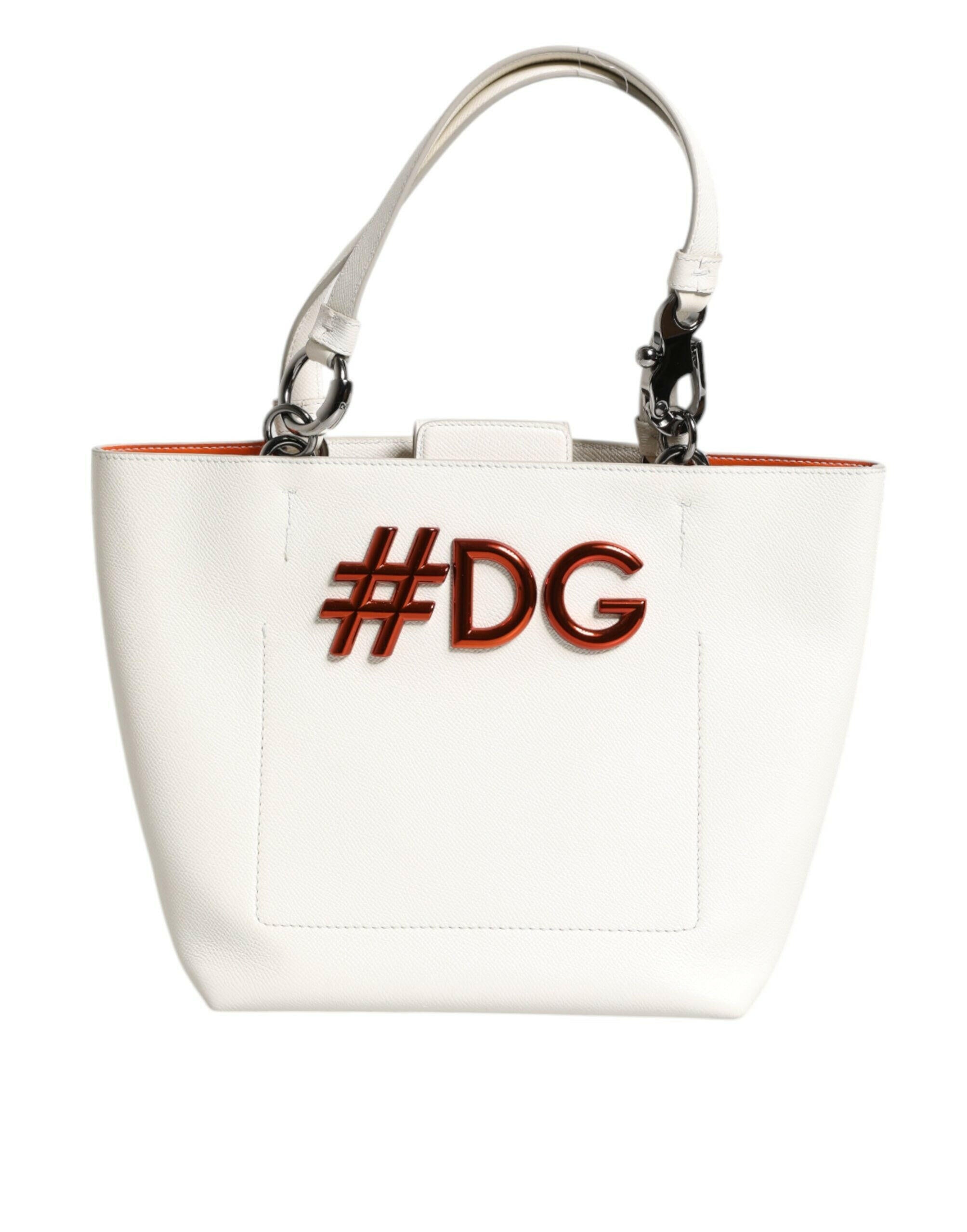 Dolce & Gabbana White Leather #DG BEATRICE Top Handle Tote Bag Dolce & Gabbana