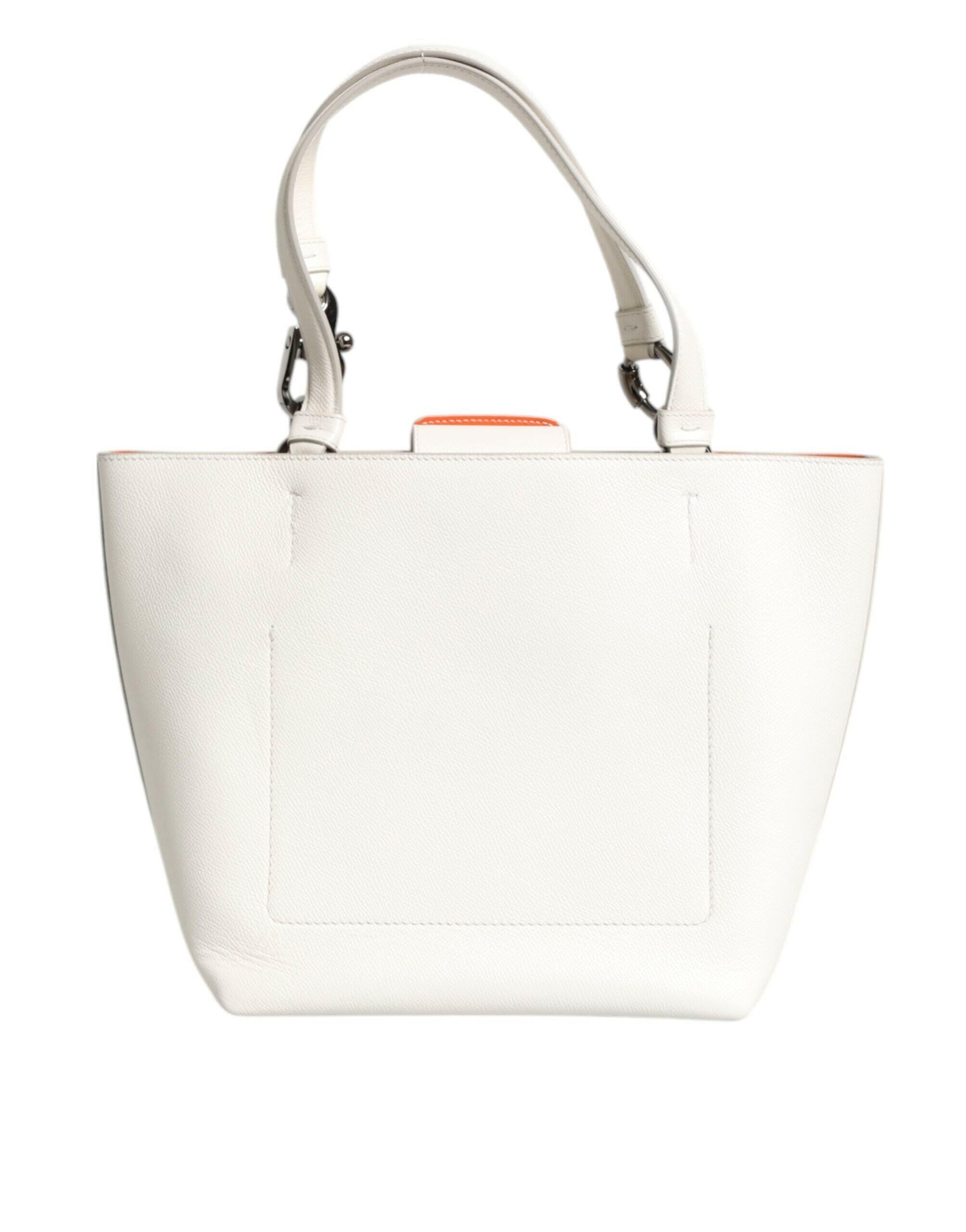 Dolce & Gabbana White Leather #DG BEATRICE Top Handle Tote Bag Dolce & Gabbana