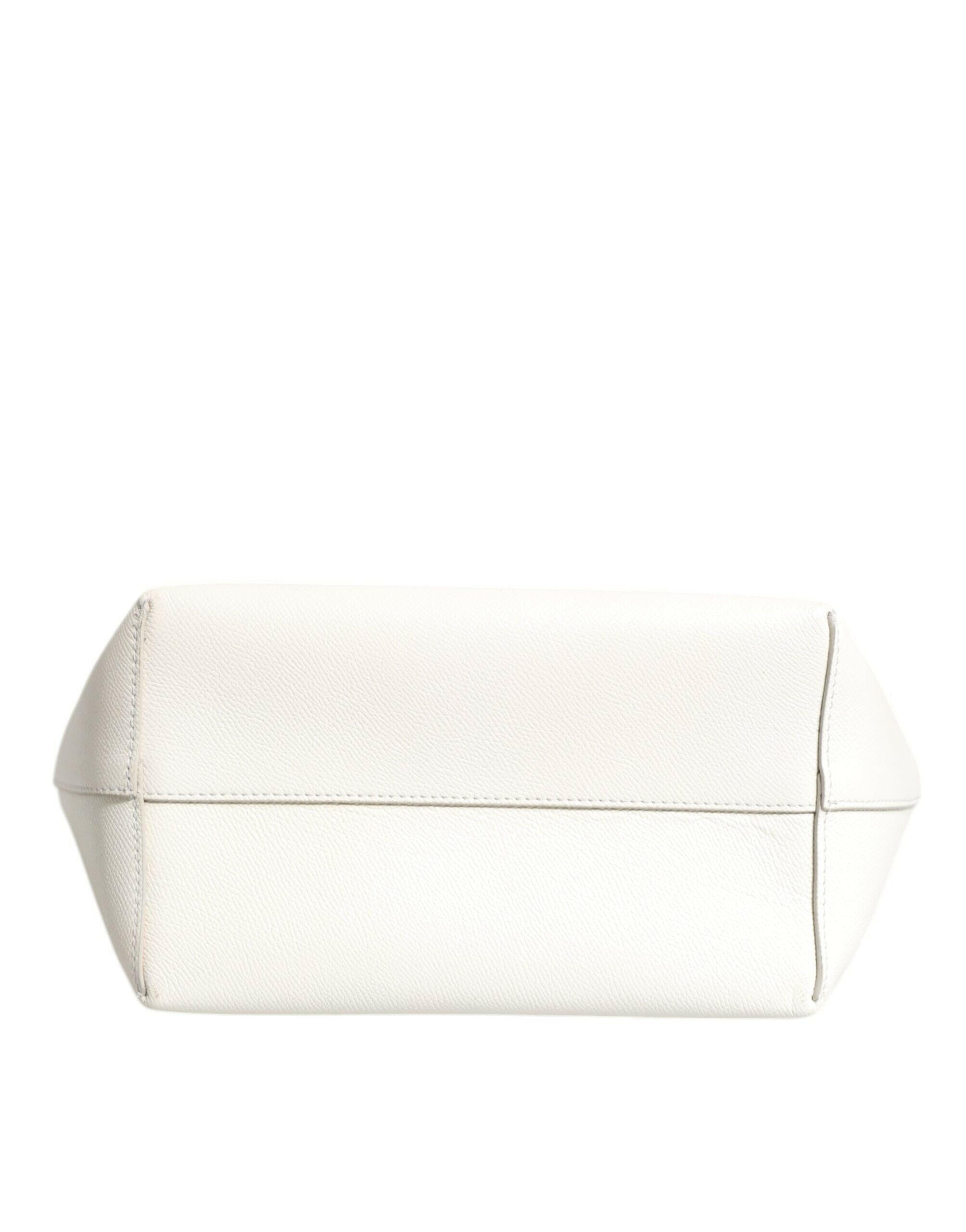 Dolce & Gabbana White Leather #DG BEATRICE Top Handle Tote Bag Dolce & Gabbana