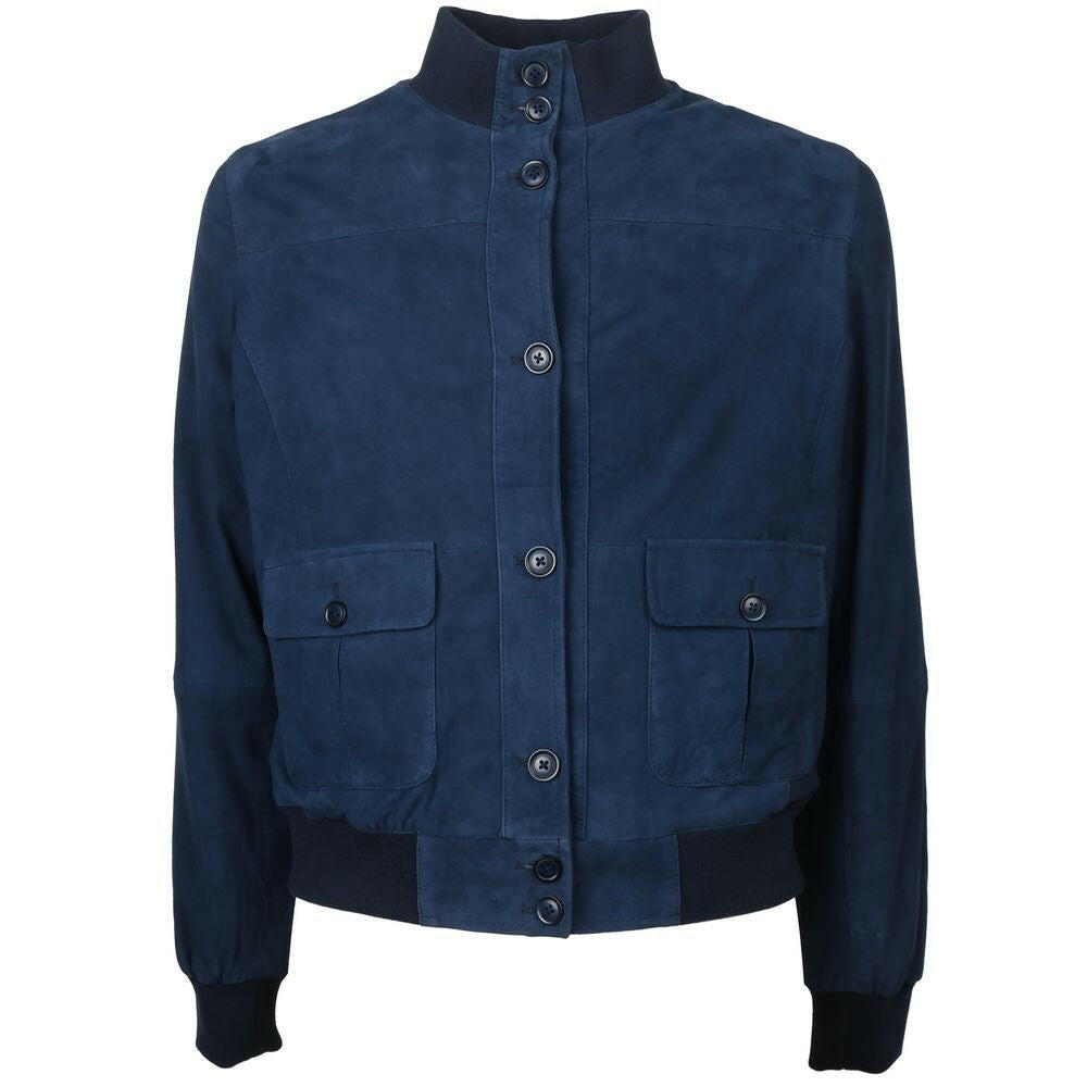 Emilio Romanelli Blue Calfskin Men Bomber Jacket Emilio Romanelli