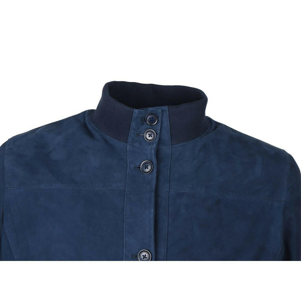 Emilio Romanelli Blue Calfskin Men Bomber Jacket Emilio Romanelli