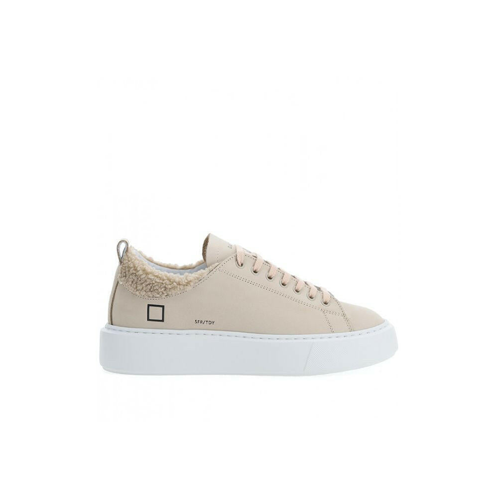 D.A.T.E Beige Leather Sneaker D.A.T.E