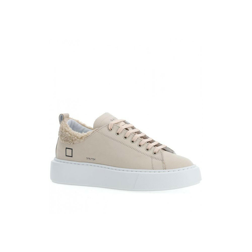 D.A.T.E Beige Leather Sneaker D.A.T.E