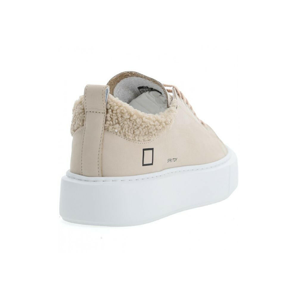D.A.T.E Beige Leather Sneaker D.A.T.E
