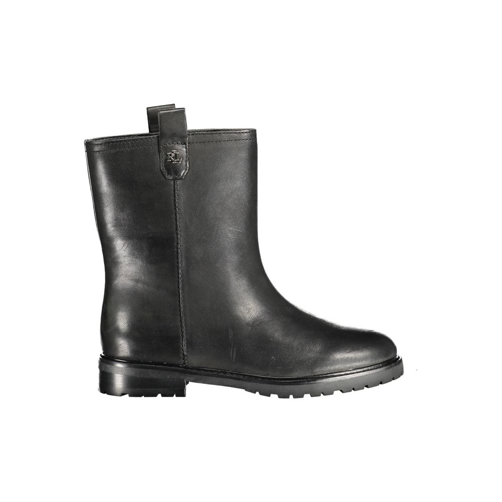 Bota de mujer de cuero negro Ralph Lauren