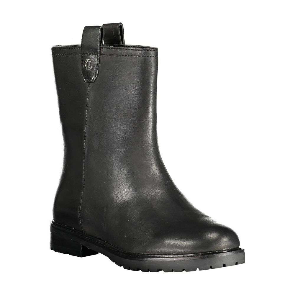 Bota de mujer de cuero negro Ralph Lauren