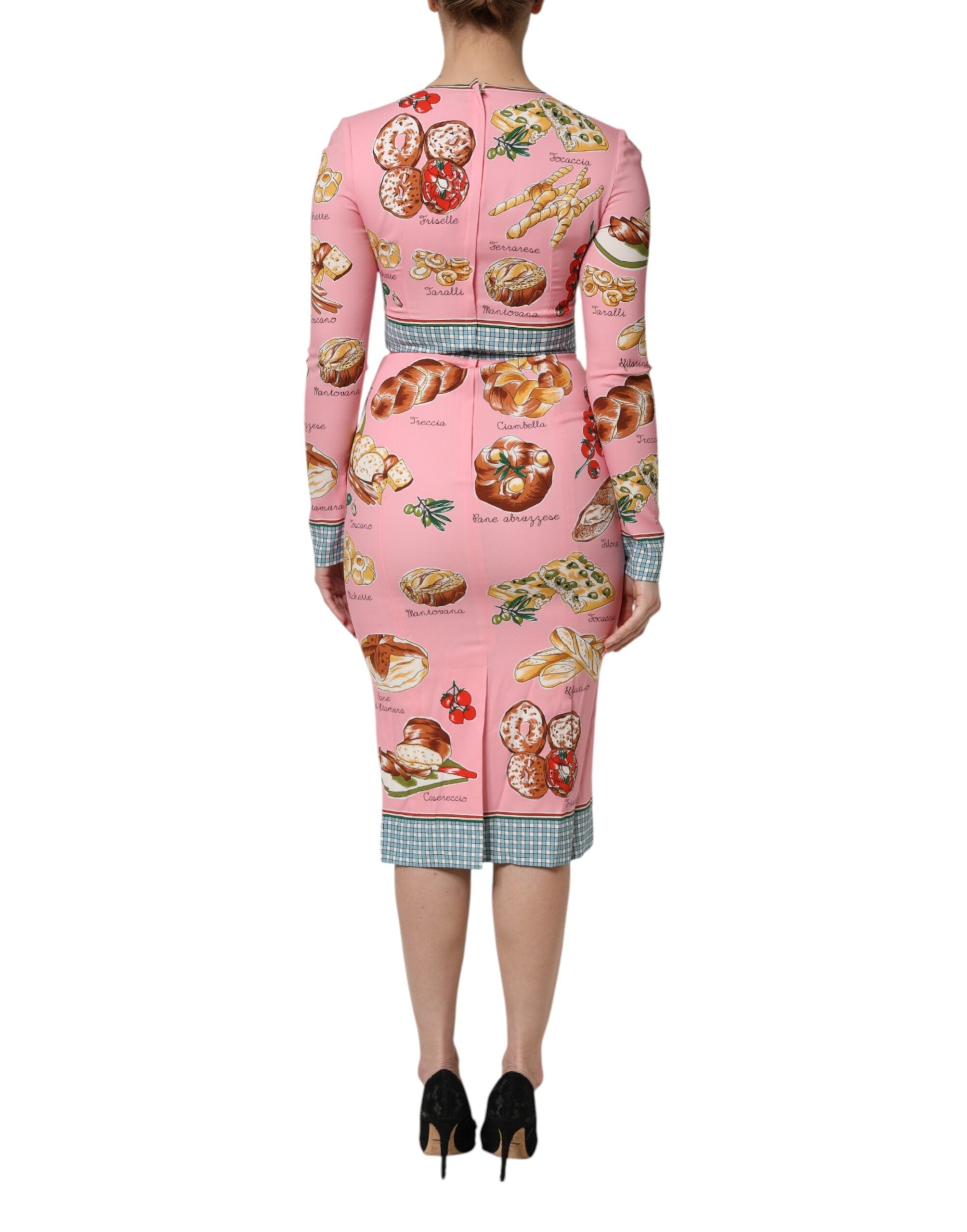 Dolce & Gabbana Pink Pastry Print Bodycon Sheath Midi Dress Dolce & Gabbana