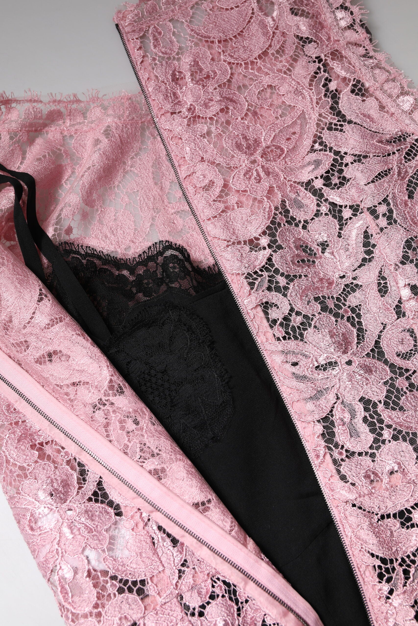 Dolce & Gabbana Pink Floral Lace Sleeveless Sheath Dress Dolce & Gabbana