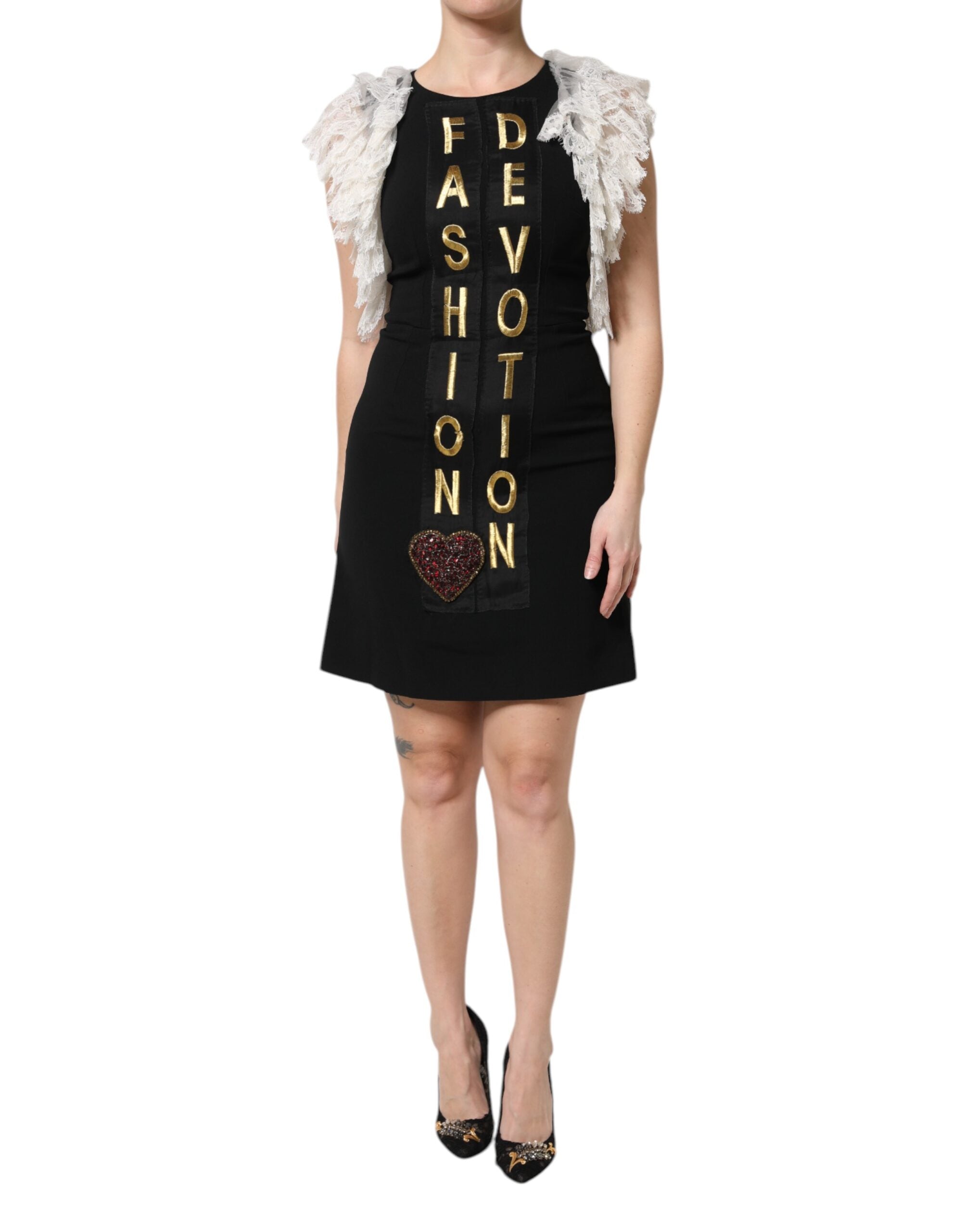 Dolce & Gabbana Black Fashion Devotion Embellish Mini Dress Dolce & Gabbana