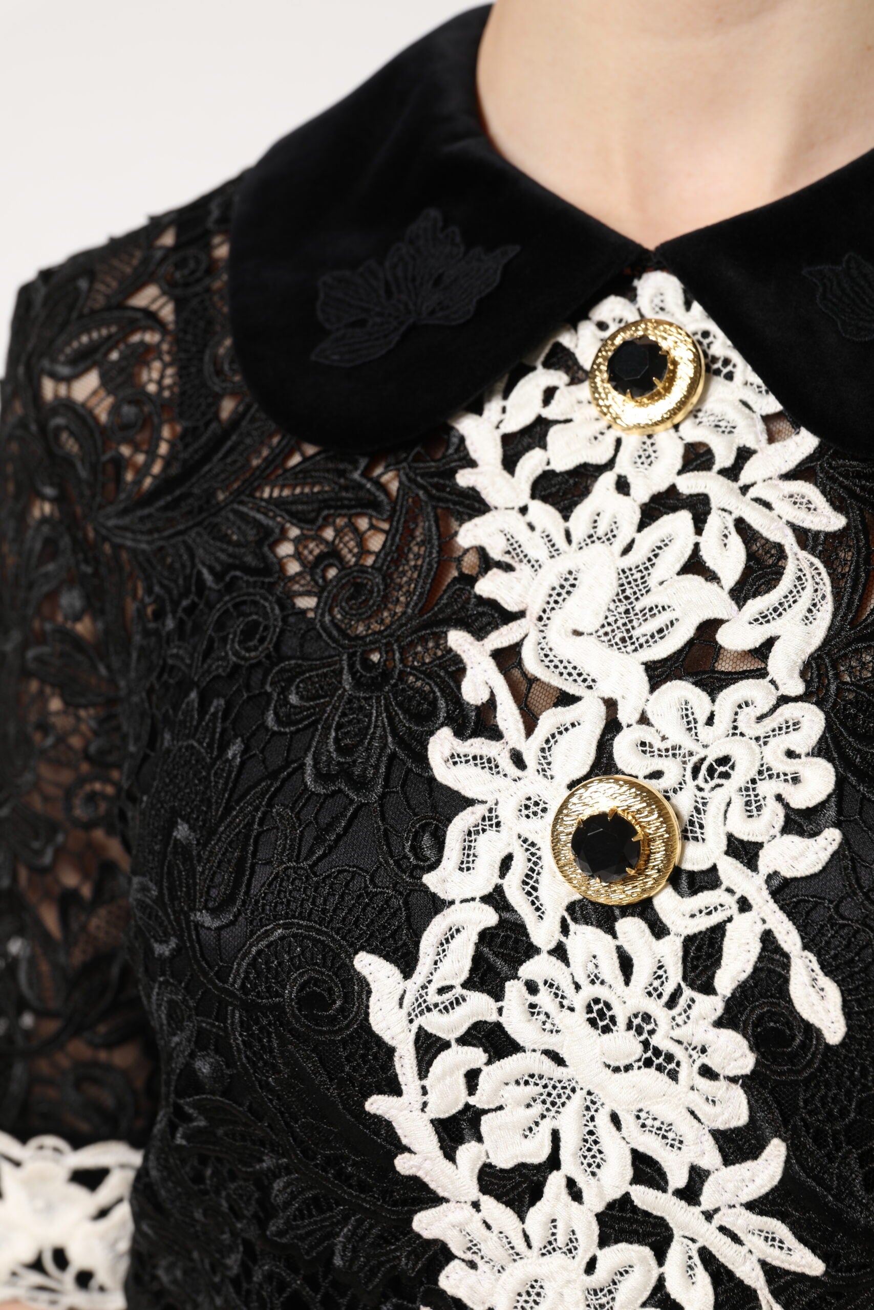 Dolce & Gabbana Black Floral Lace Embellished Mini Dress Dolce & Gabbana