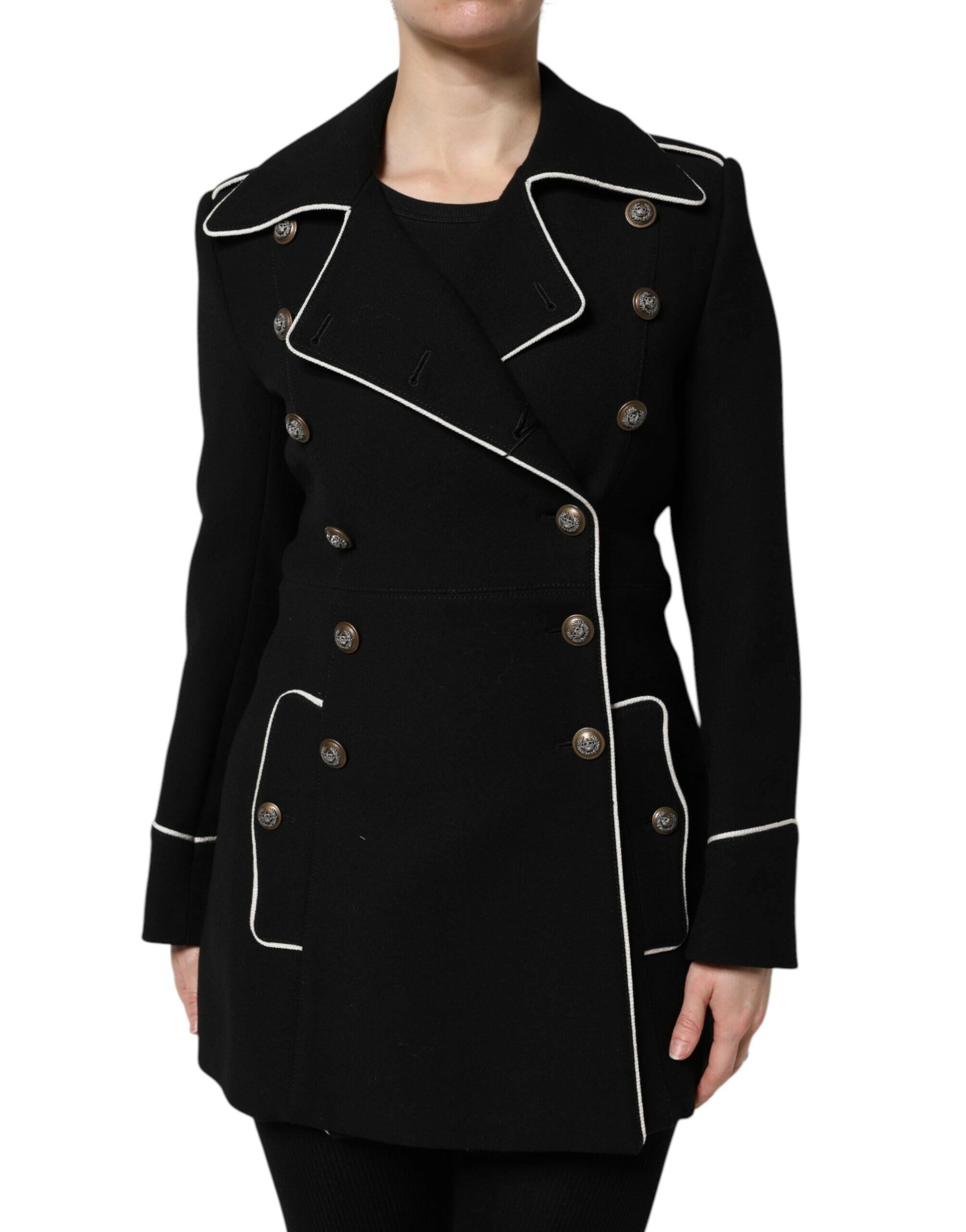 Dolce & Gabbana Black Wool Double Breasted Blazer Jacket Dolce & Gabbana