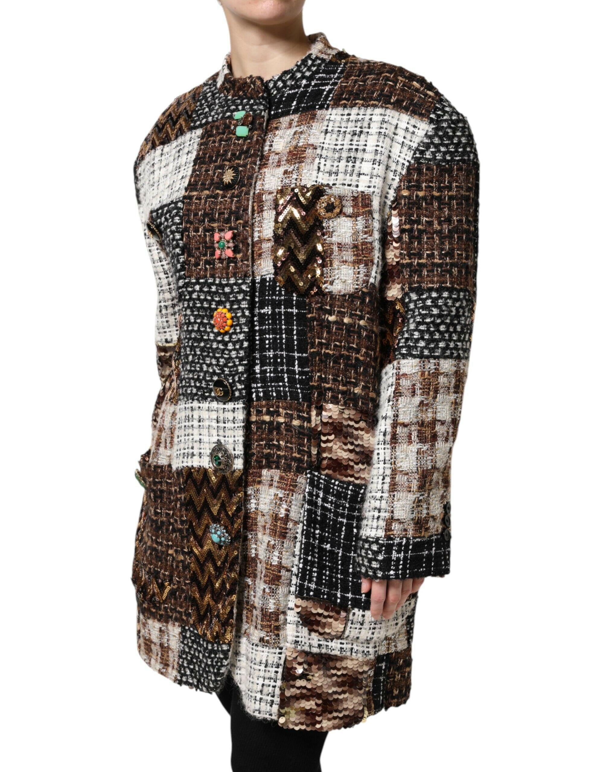 Dolce & Gabbana Multicolor Patchwork Button Down Jacket Dolce & Gabbana