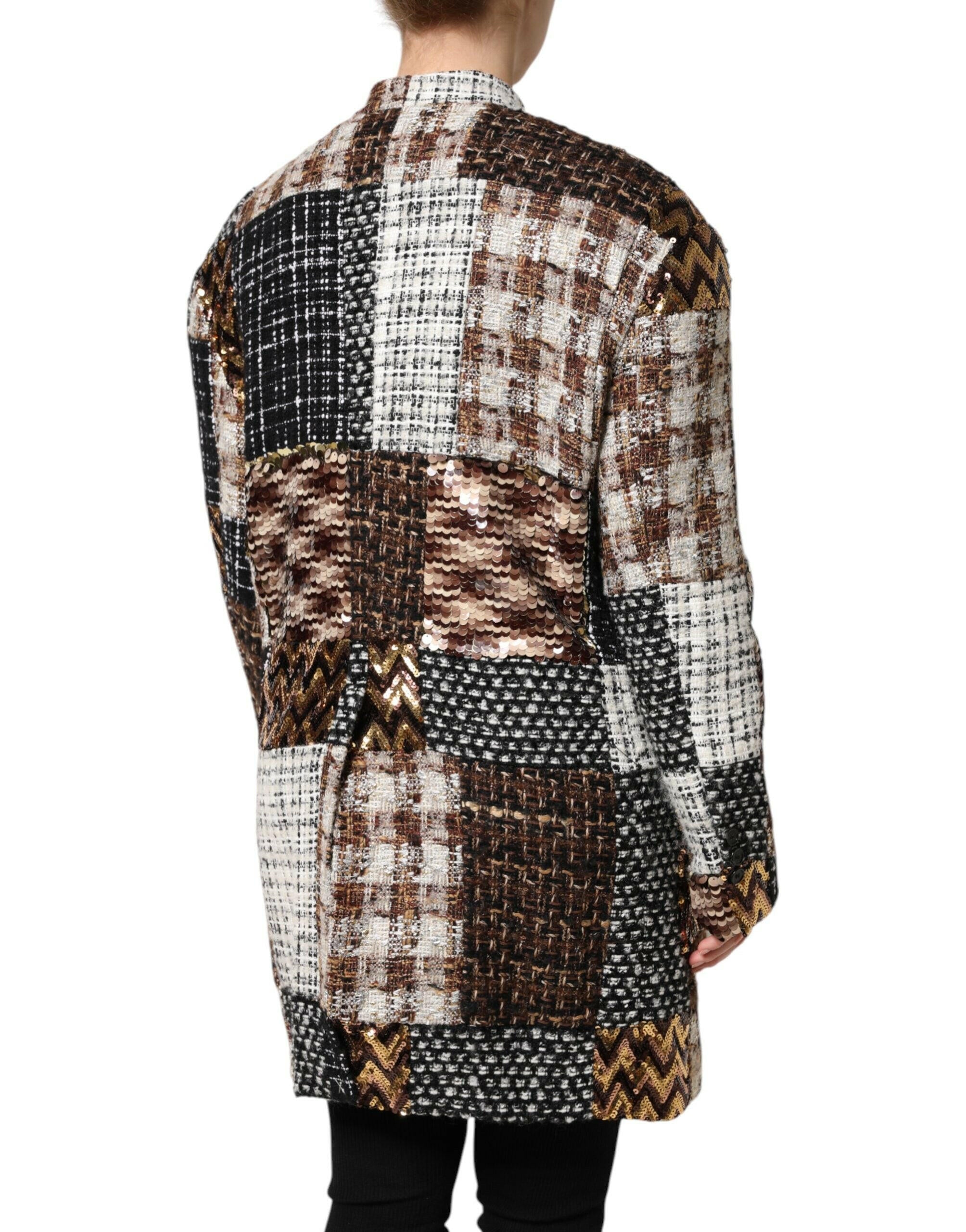 Dolce & Gabbana Multicolor Patchwork Button Down Jacket Dolce & Gabbana