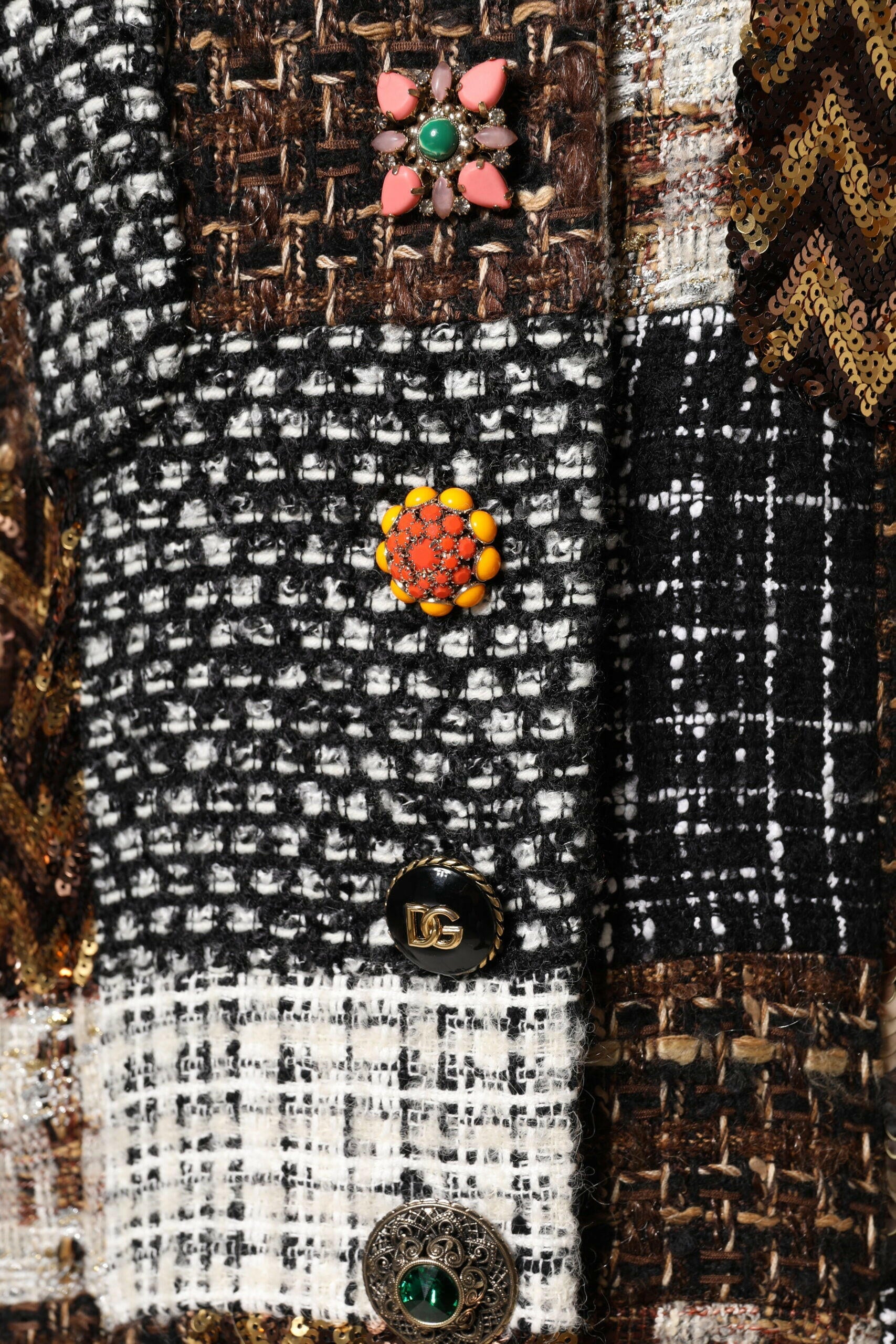 Dolce & Gabbana Multicolor Patchwork Button Down Jacket Dolce & Gabbana