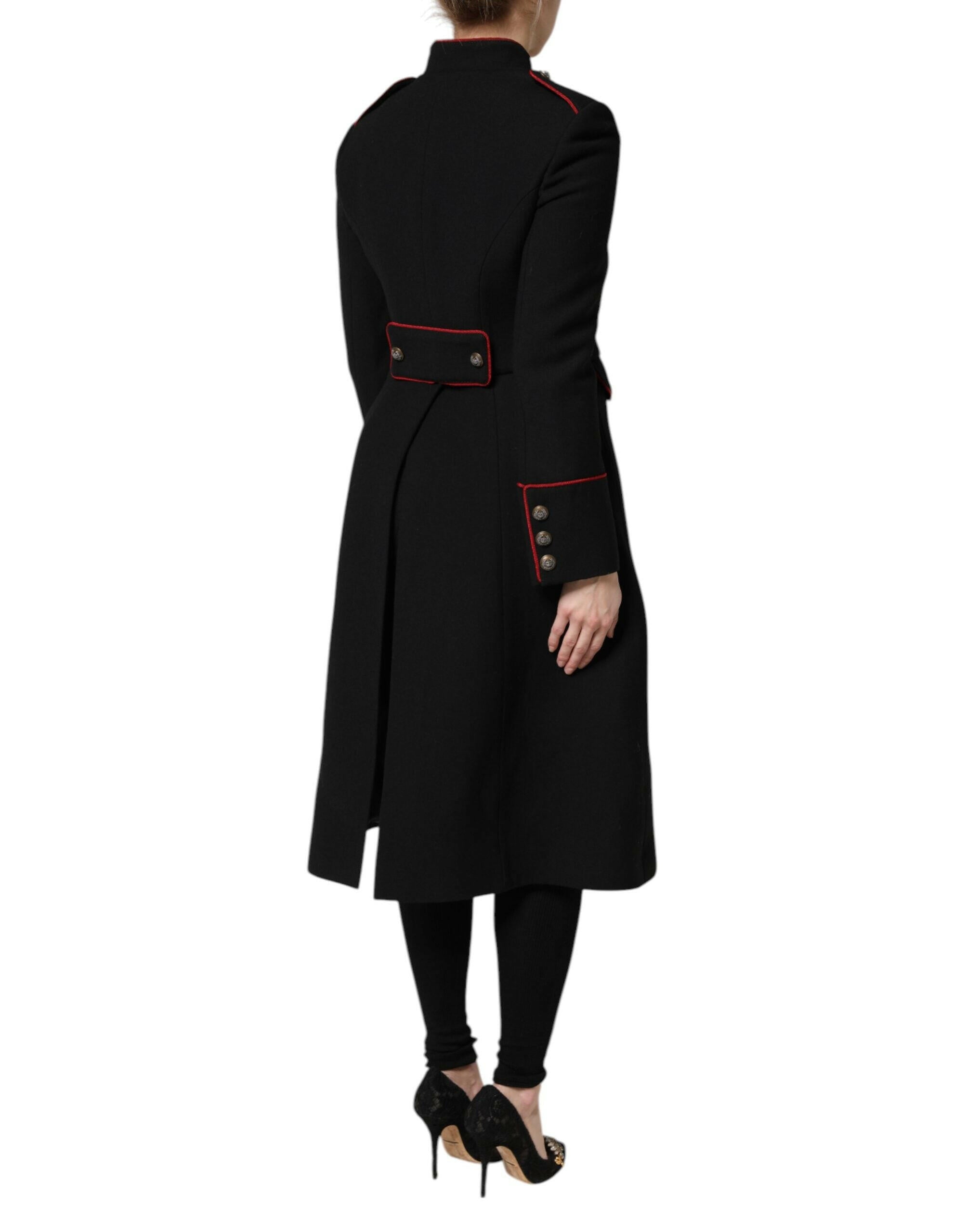Dolce & Gabbana Black Wool Single Breasted Trench Coat Jacket Dolce & Gabbana