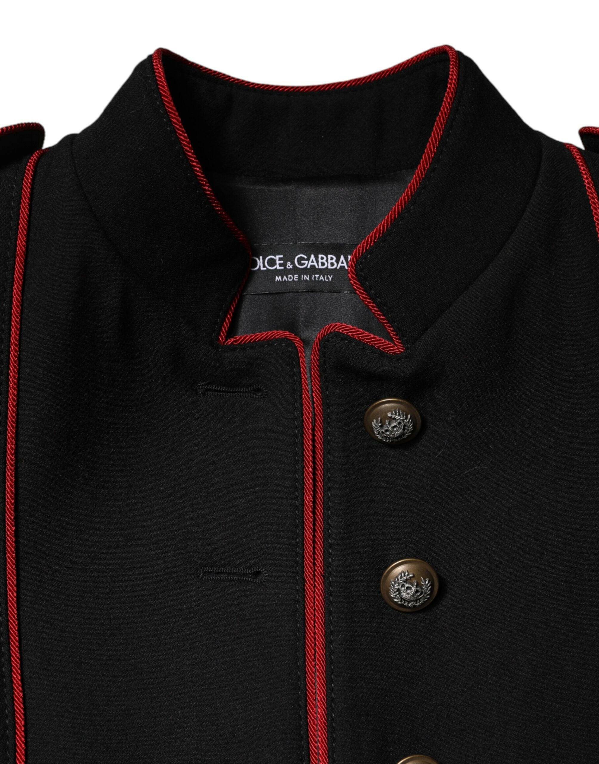 Dolce & Gabbana Black Wool Single Breasted Trench Coat Jacket Dolce & Gabbana