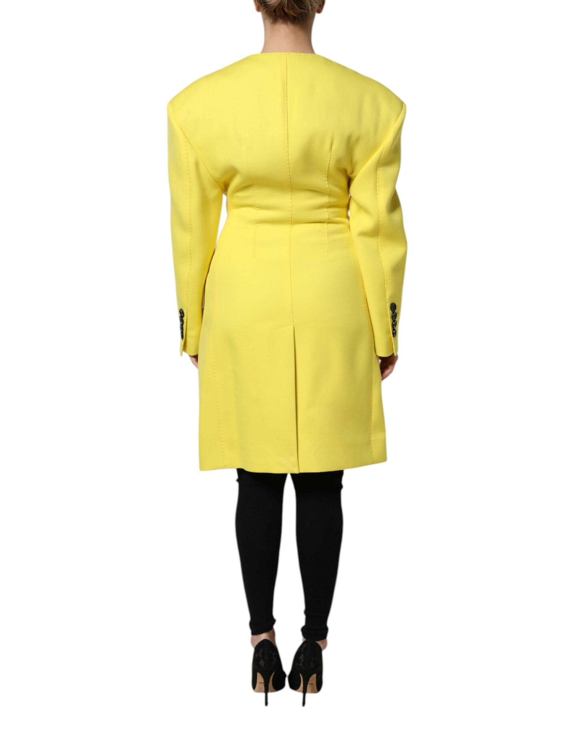 Dolce & Gabbana Yellow Double Breasted Trench Coat Jacket Dolce & Gabbana