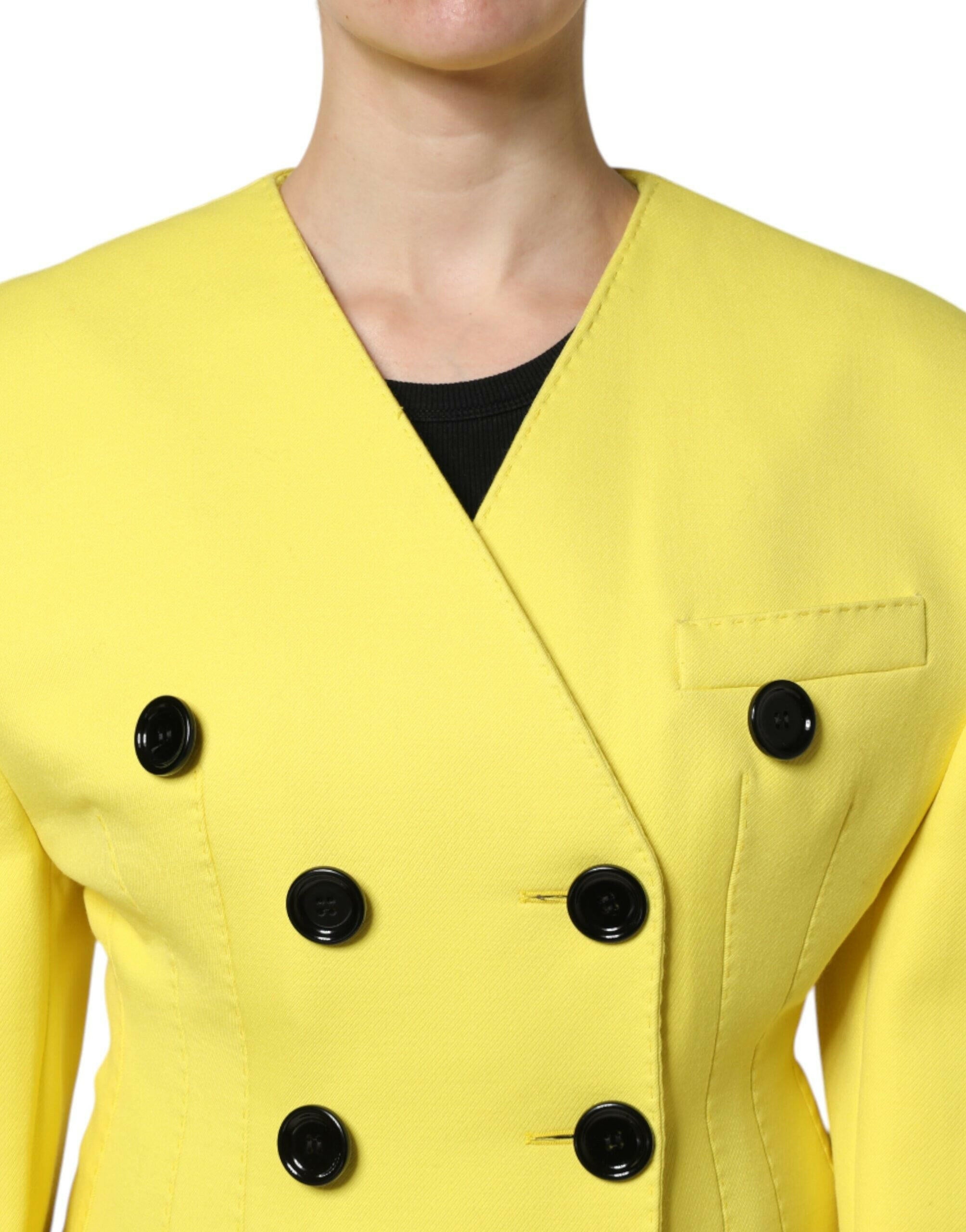 Dolce & Gabbana Yellow Double Breasted Trench Coat Jacket Dolce & Gabbana
