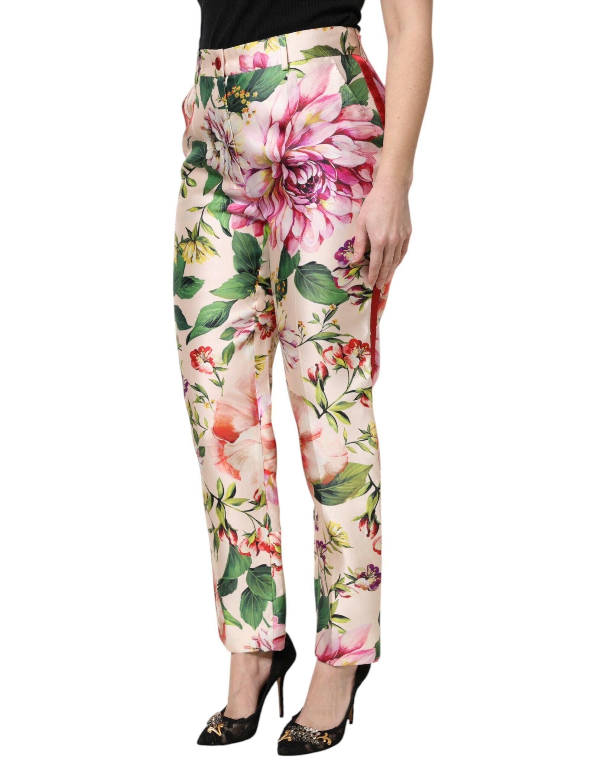 Dolce & Gabbana Multicolor Floral High Waist Straight Pants Dolce & Gabbana